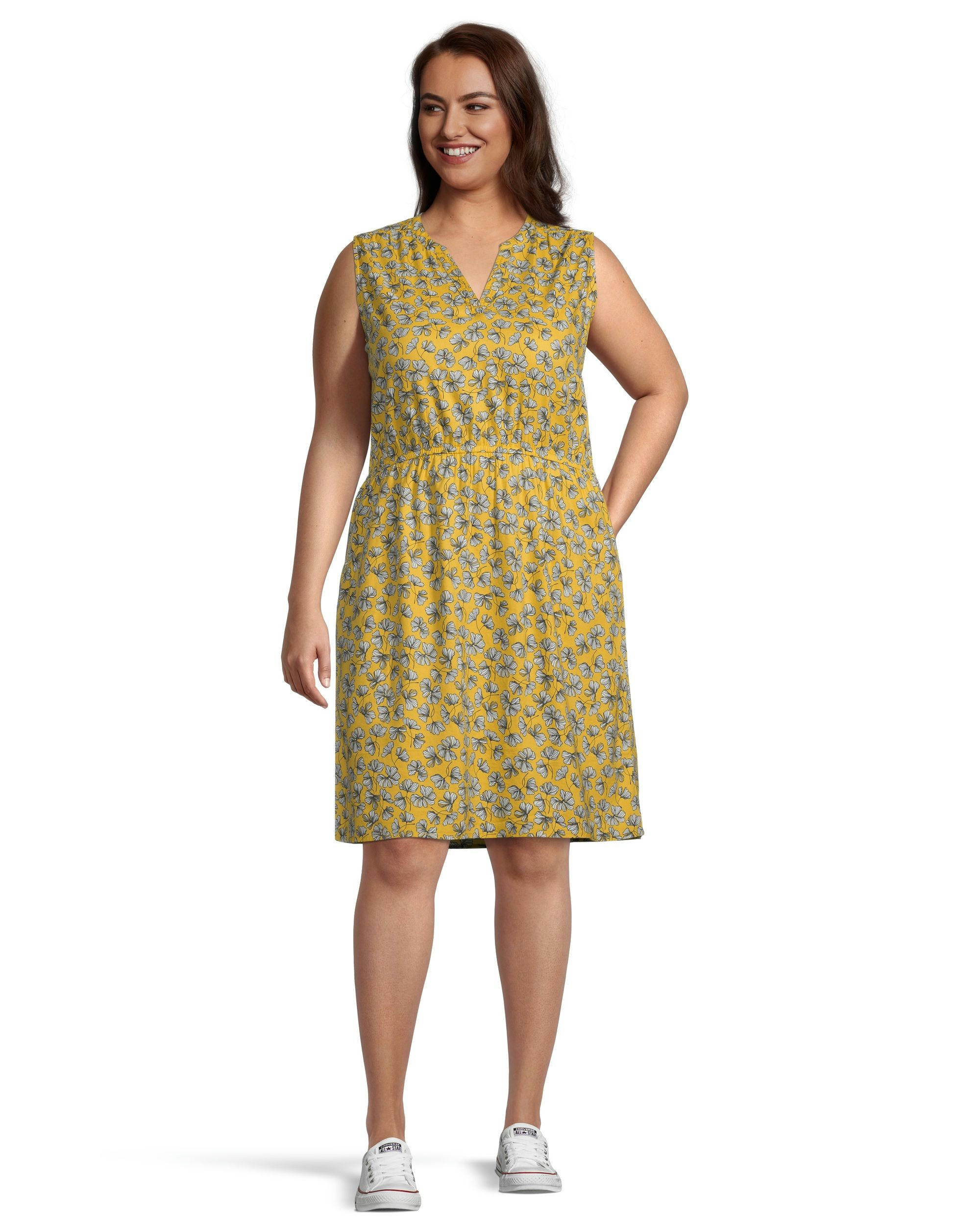 Women's Print Sleeveless V-Neck Dress