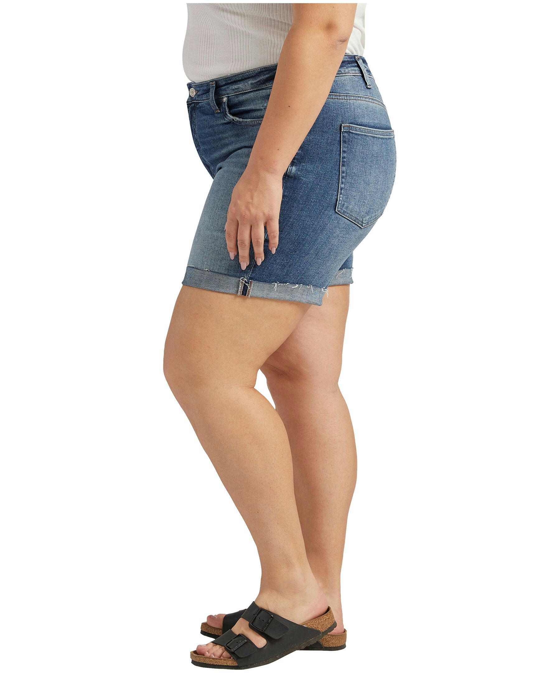 Silver Women's Sure Thing High Rise Long Shorts - Plus Size