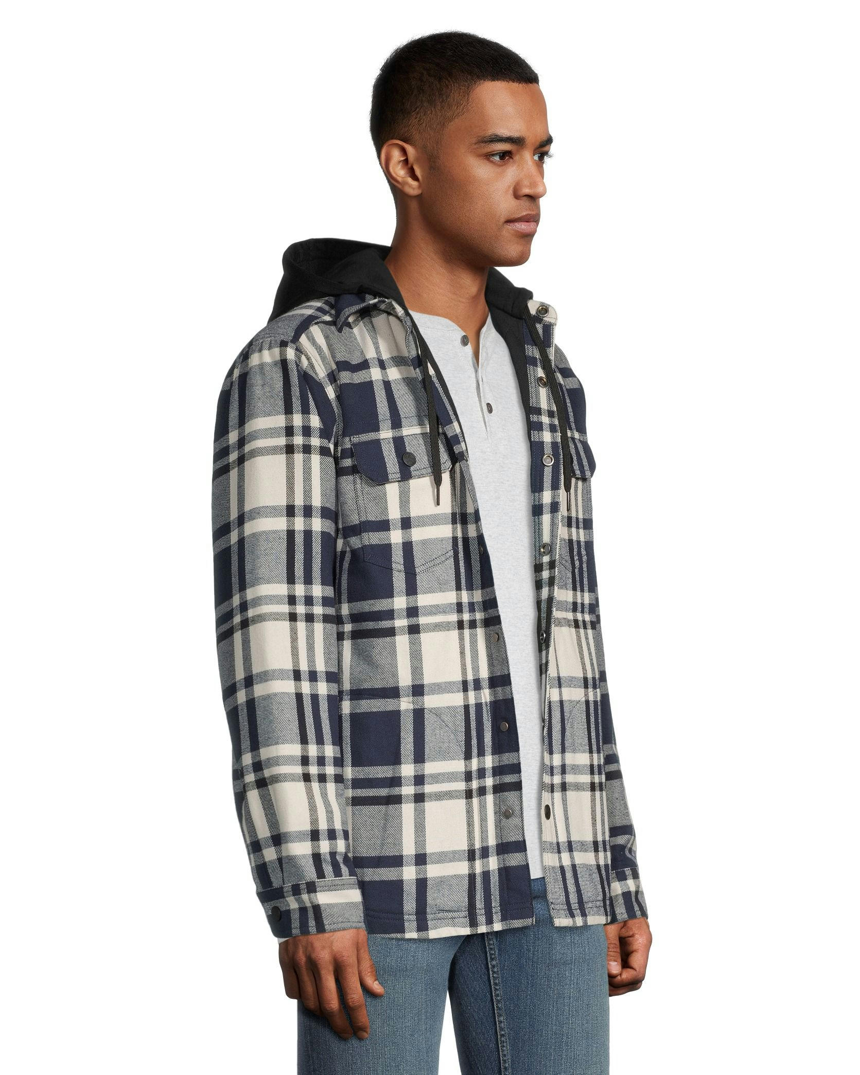 WindRiver Men's Lined T-Max Insulated Flannel Hooded Cotton Shacket