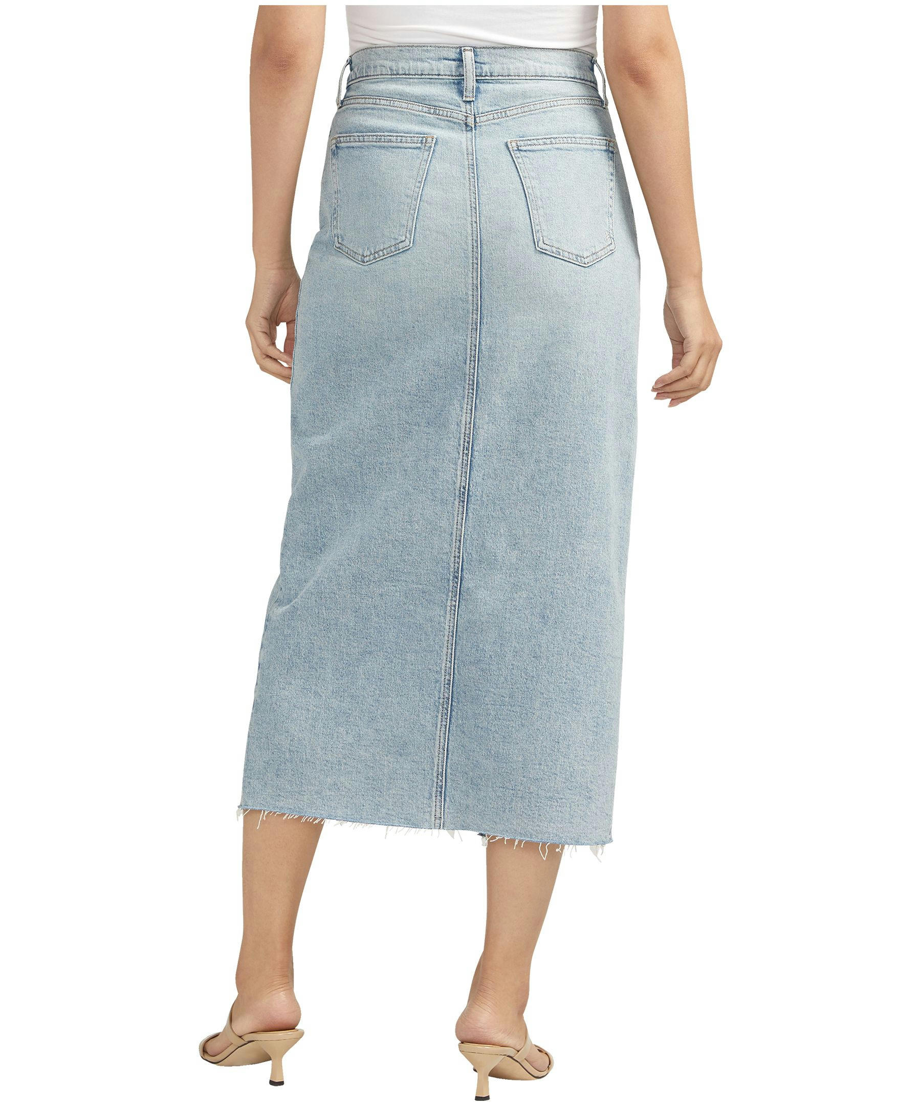 Silver Women's Low Stretch Denim Midi Skirt