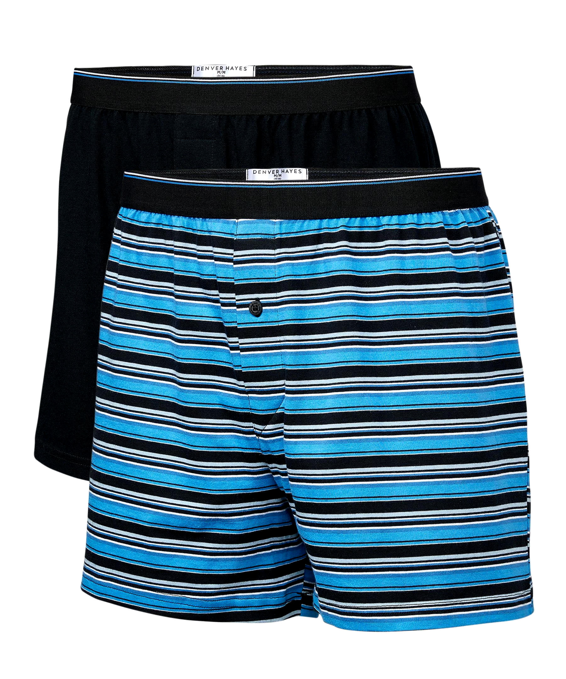 Denver Hayes Men's 2 Pack Yarn Dye Loose Fit Boxer Briefs