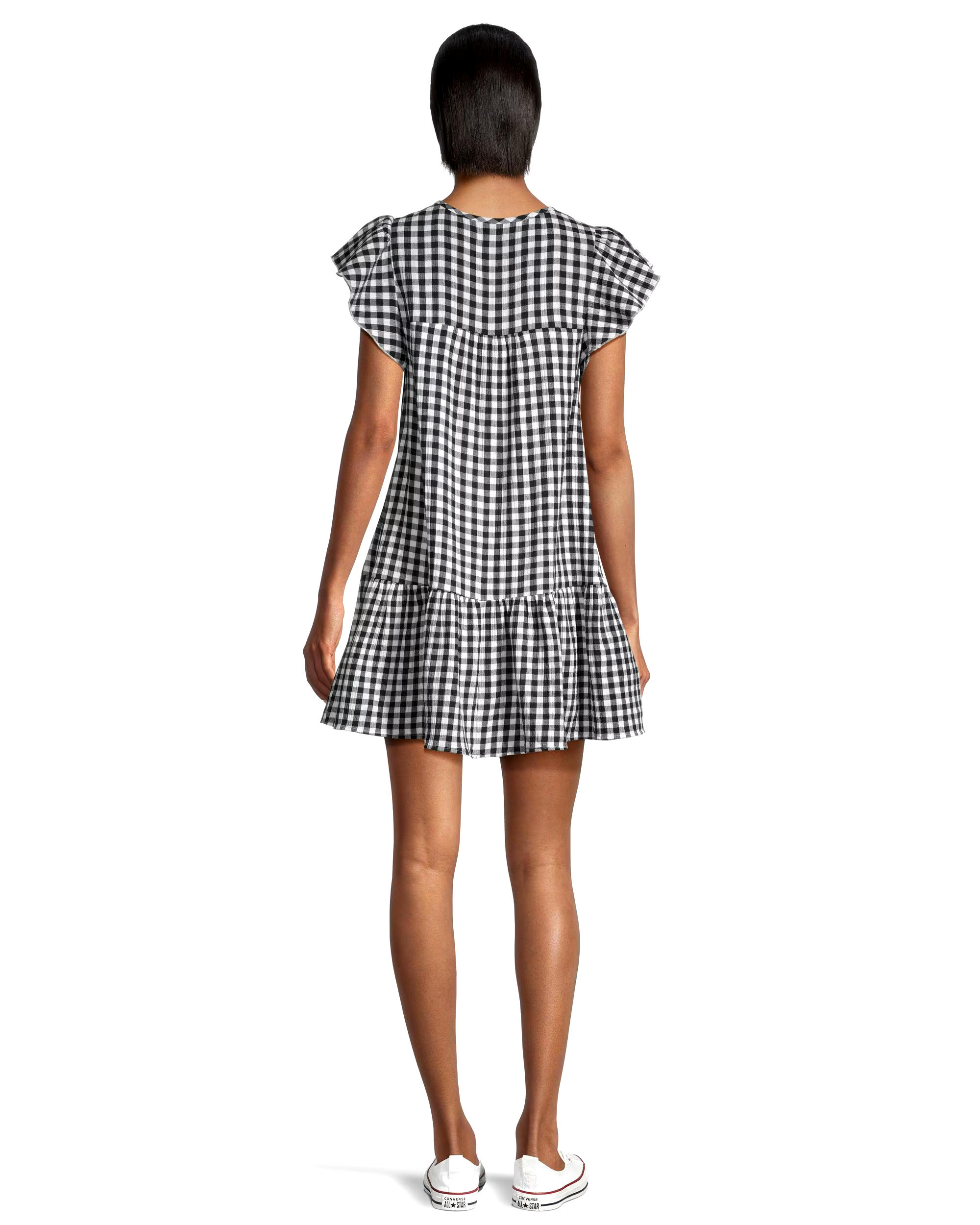 Denver Hayes Women's Relaxed Fit Double Gauze Flutter Sleeve Dress