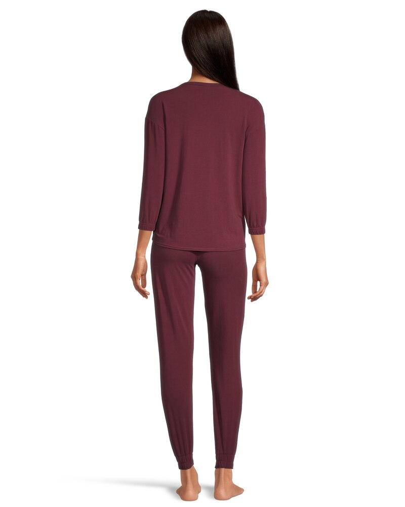 Denver Hayes Women's 2 Piece Jersey Crew Pajama Top and Pants Set