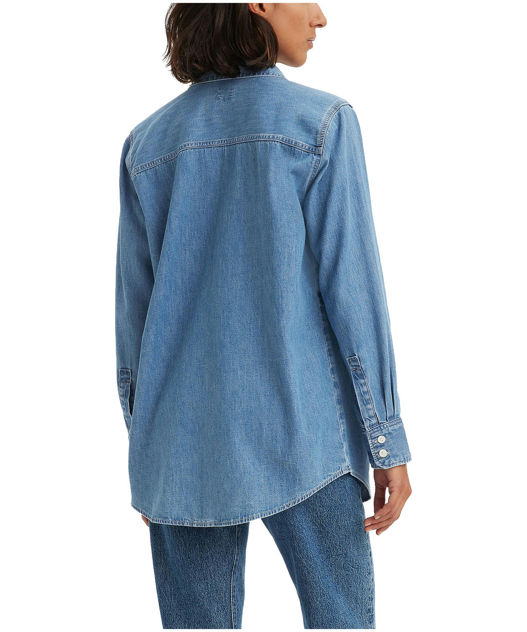 Levi's Women's Hasina Long Sleeve Button Down Denim Tunic Length Shirt