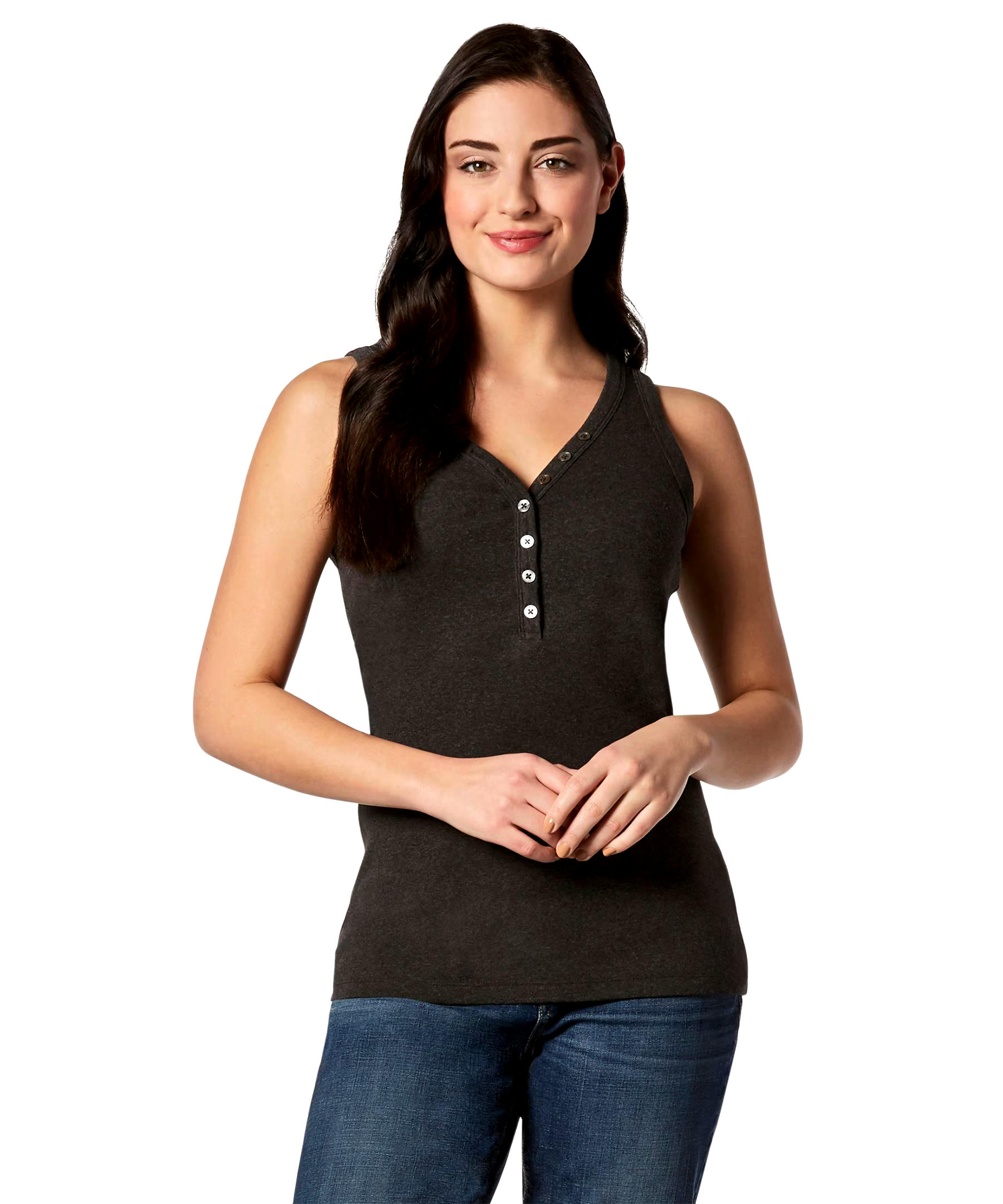 Denver Hayes Women's Fitted Henley Tank Top