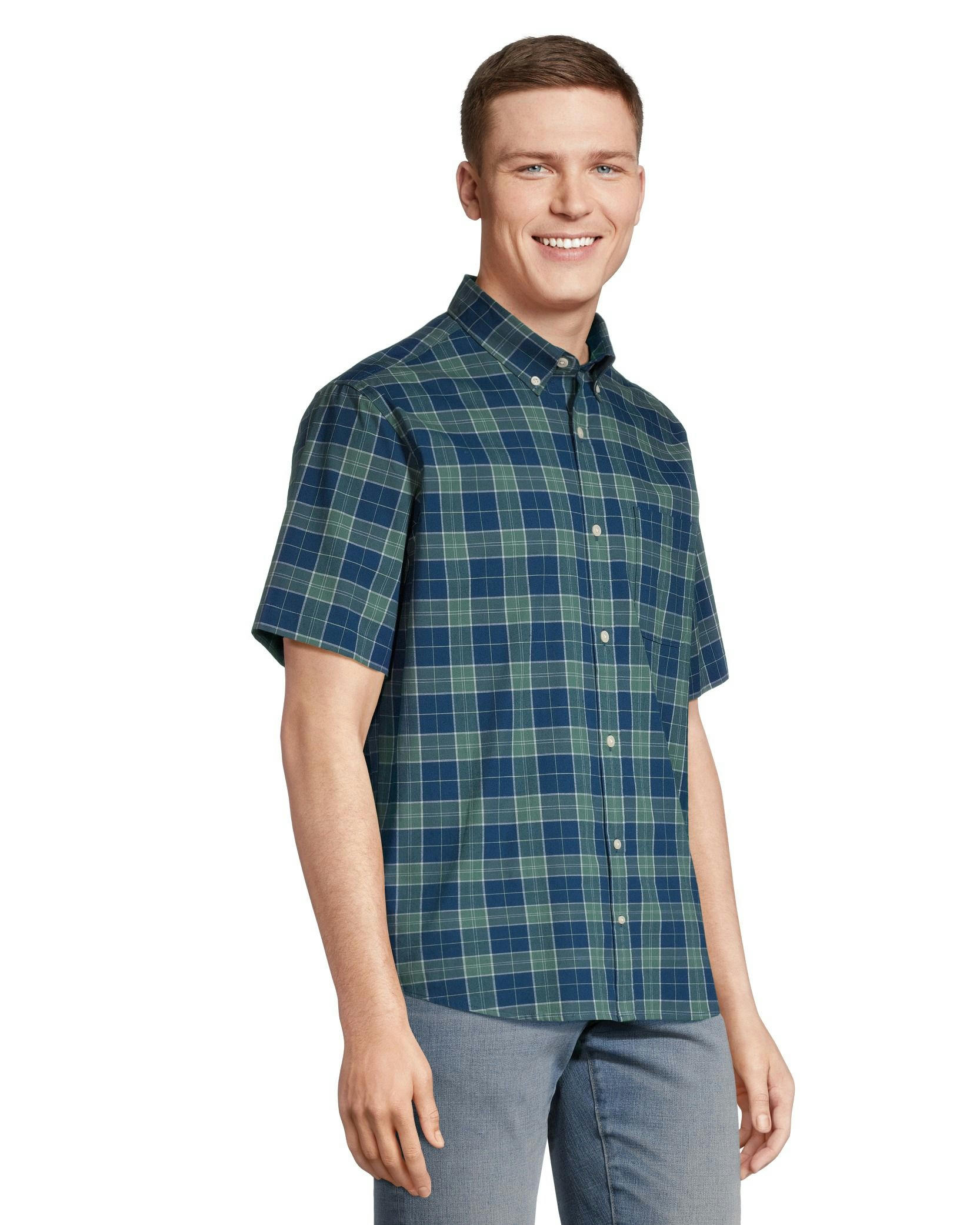Denver Hayes Men's Plaid Sport Casual Classic Fit Shirt