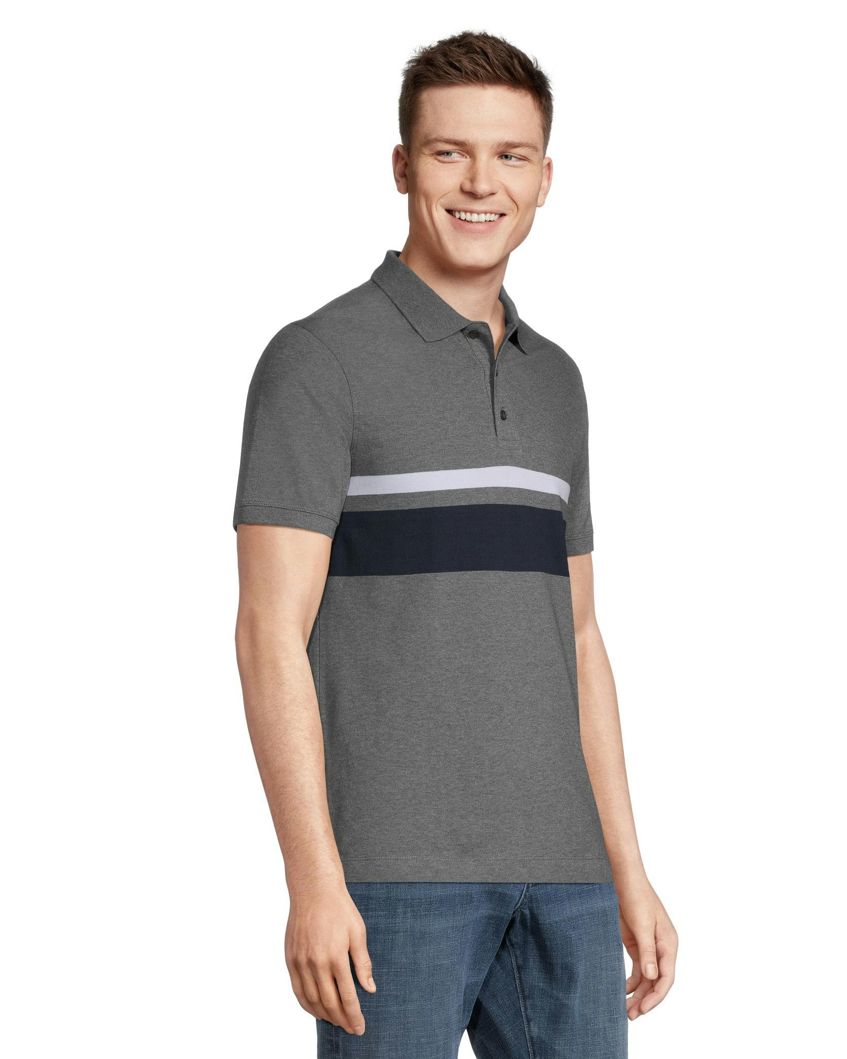 Denver Hayes Men's 50 Wash Short Sleeve Classic Fit Stretch Pique Polo Shirt