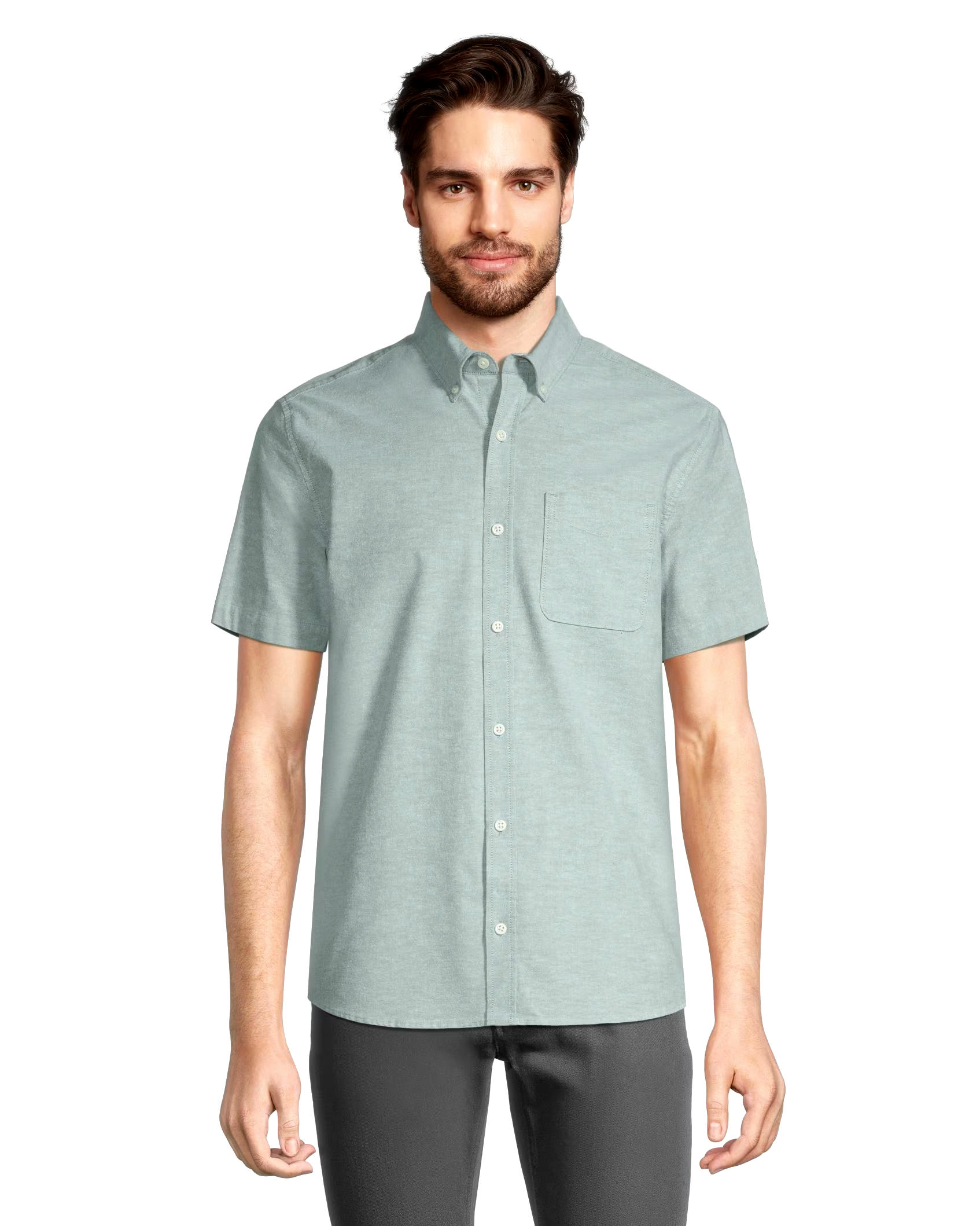 Denver Hayes Men's Modern Fit Short Sleeve Oxford Casual Shirt