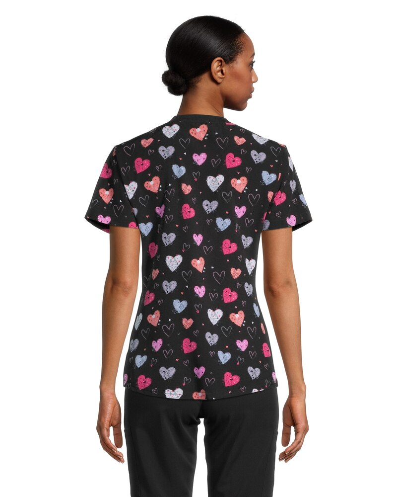 Scrubletics Women's Chest Pocket Print Scrub Top - Heart You