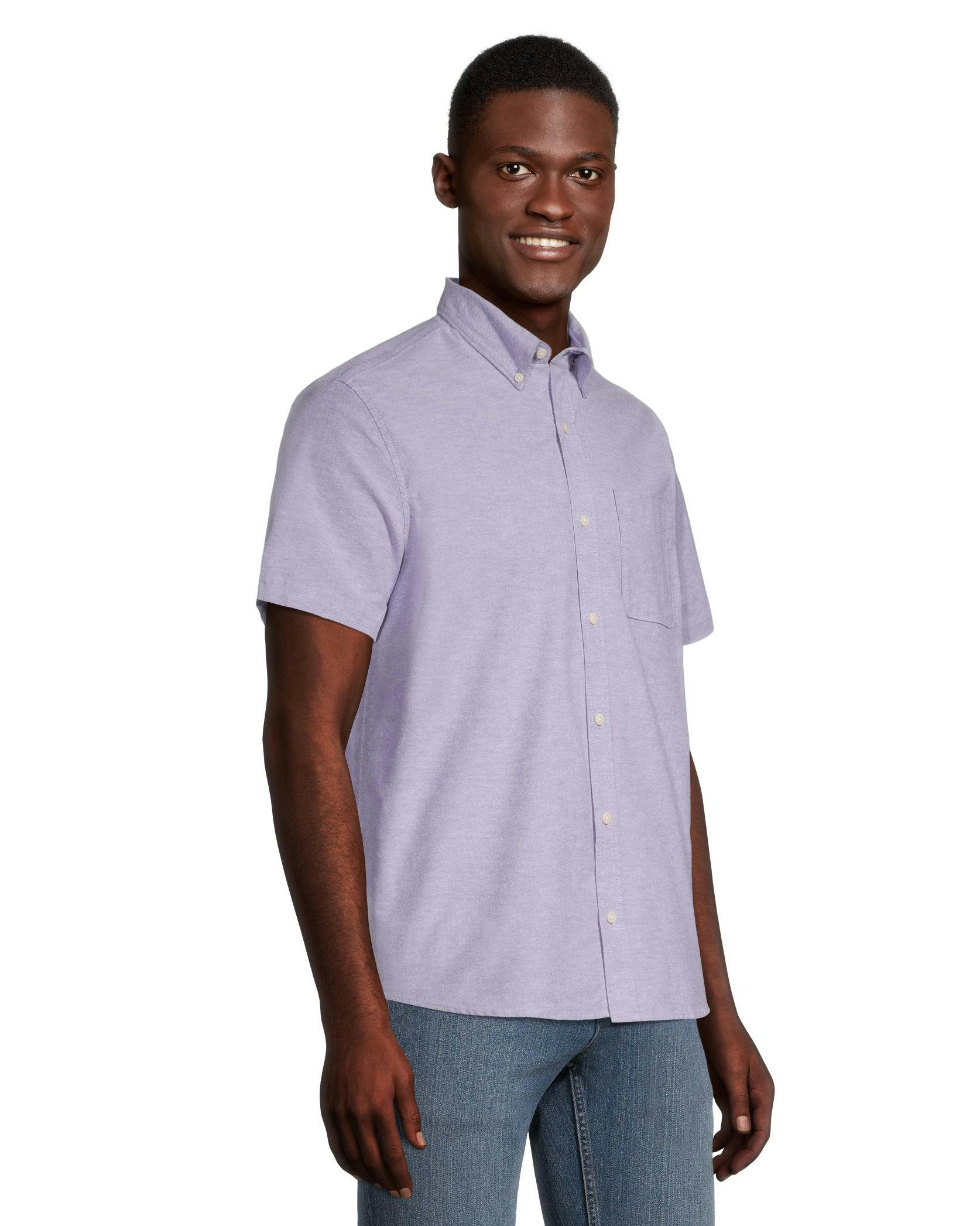 Denver Hayes Men's Modern Fit Short Sleeve Oxford Casual Shirt