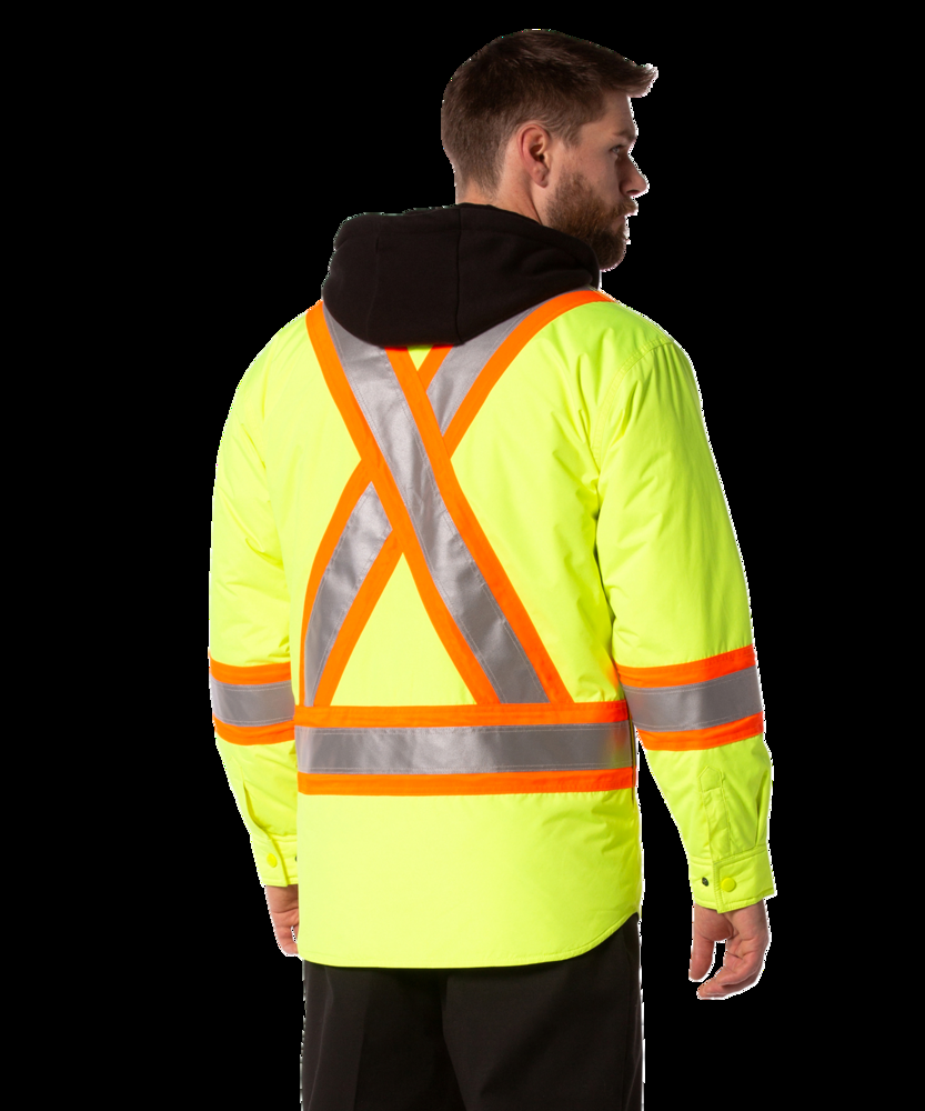 Dakota WorkPro Series Men's Class 2 Hi Vis Water Repellent Hooded Quilt Shirt Jacket