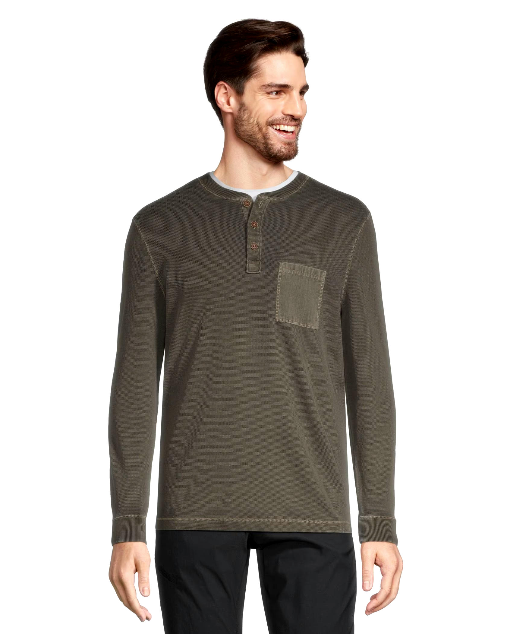 WindRiver Men's Heritage Waffle Long Sleeve Henley Top