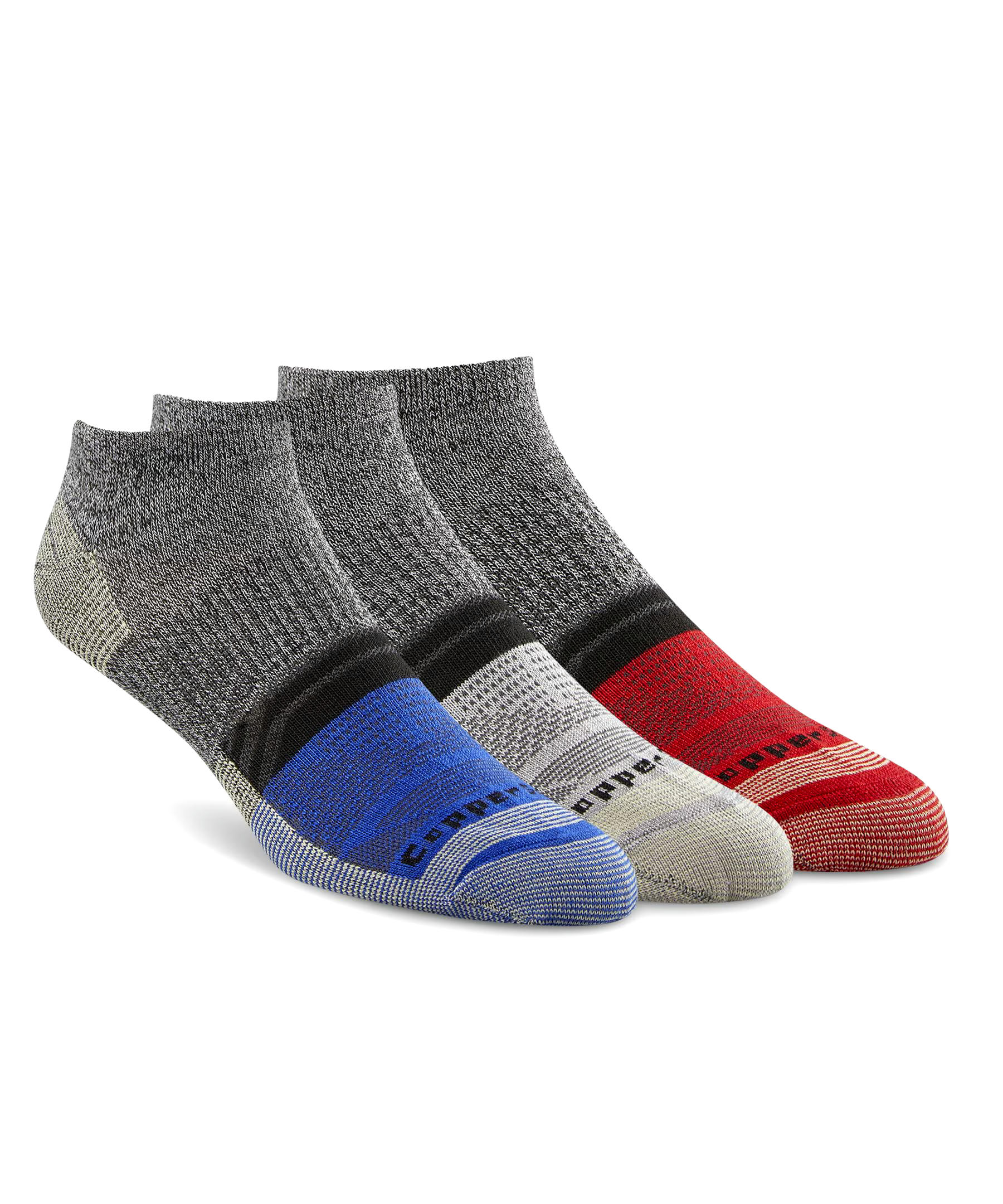 Copper Sole Men's 3 Pack Extreme Atheletic Low Cut Socks
