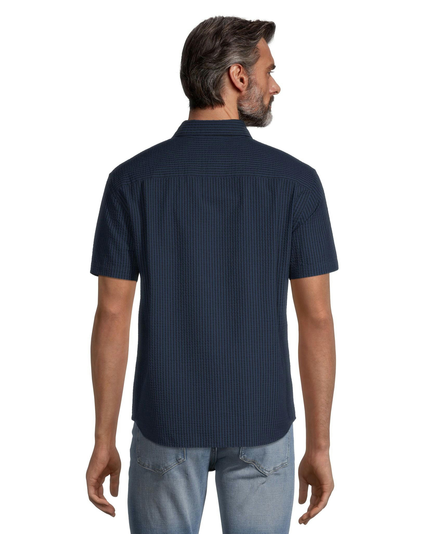 Denver Hayes Men's Premium Seersucker Modern Fit Short Sleeve Shirt