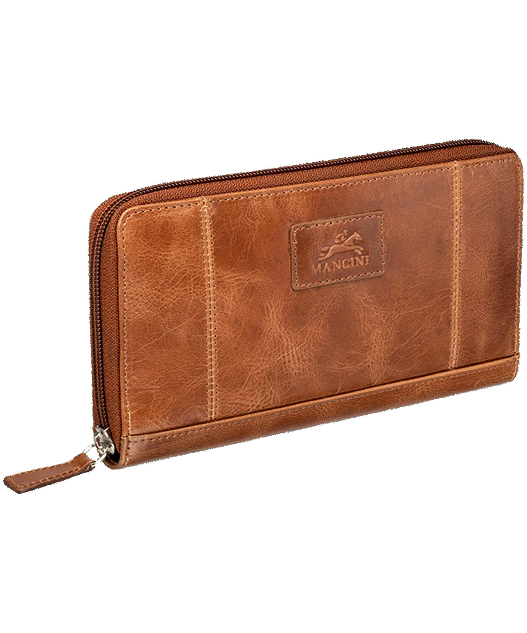 Mancini Leather Goods Women's Casablanca RFID Secure Clutch Wallet Cognac