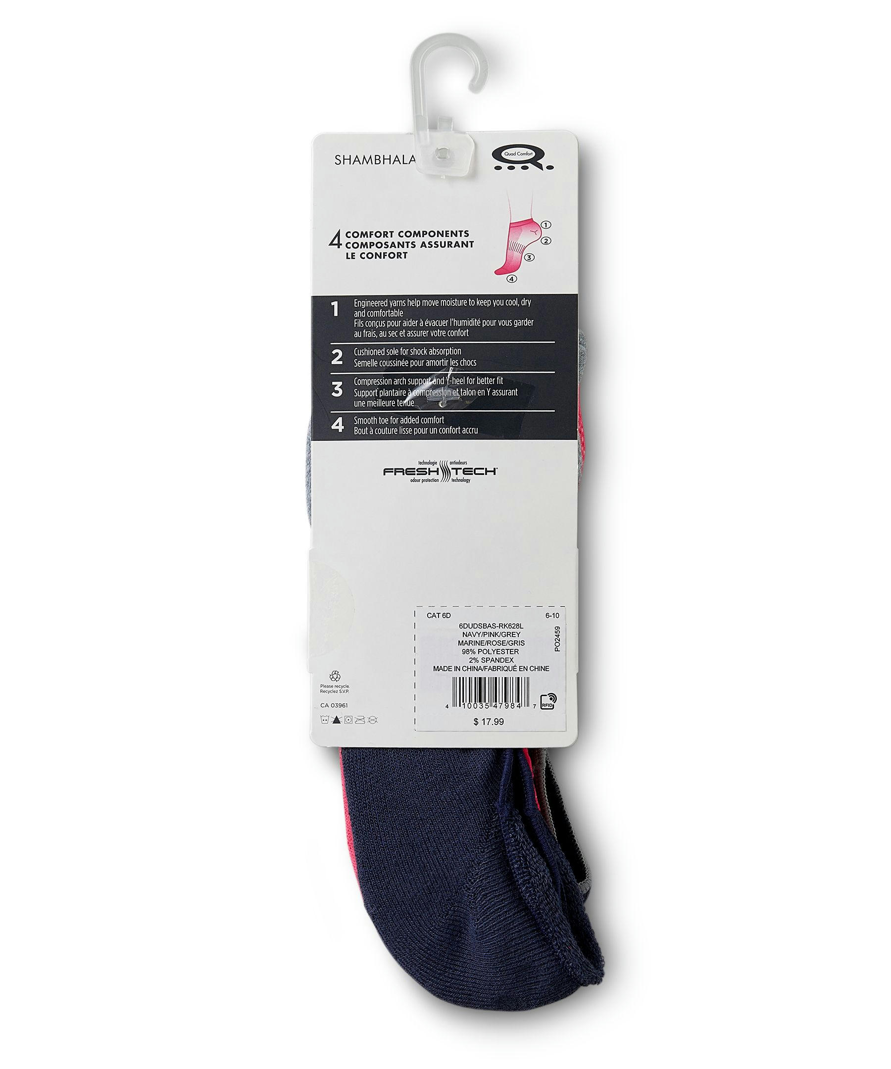 Shambhala Women's 3 Pack Freshtech No Show Sport Socks