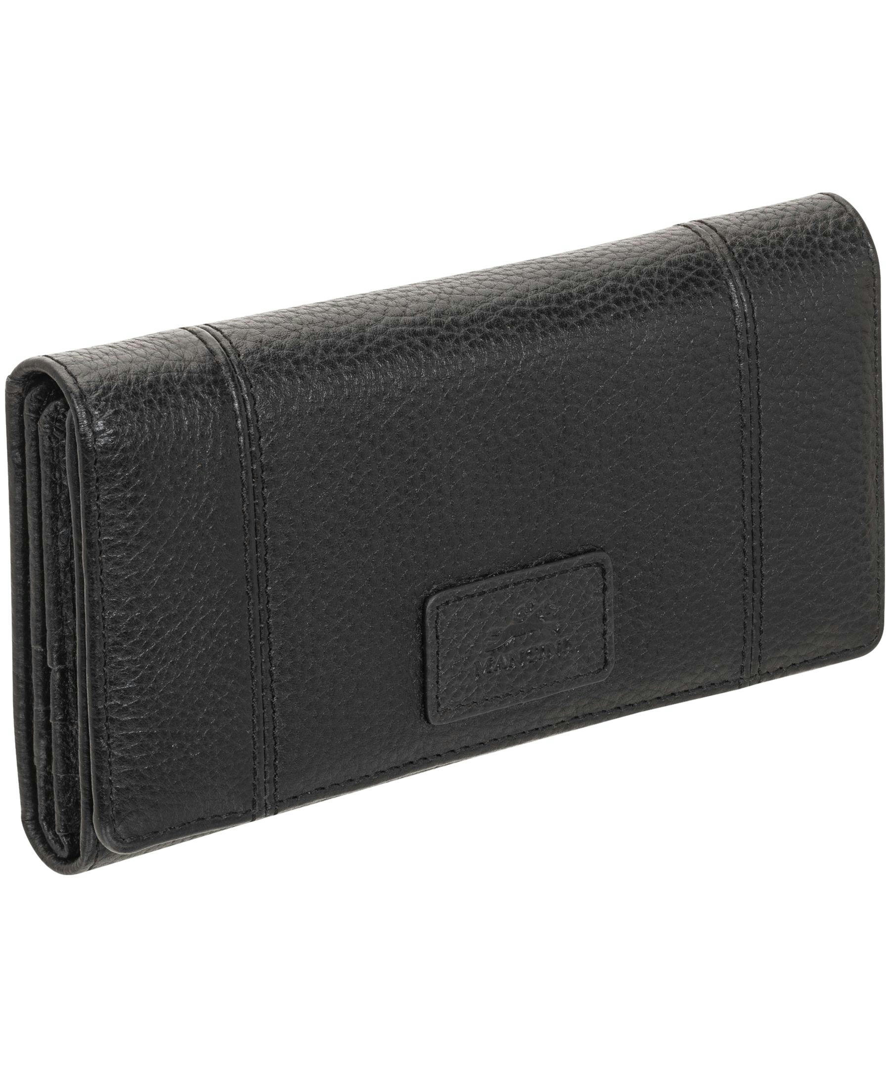 Mancini Leather Goods Women's Pebelled RFID Secure Trifold Wing Wallet
