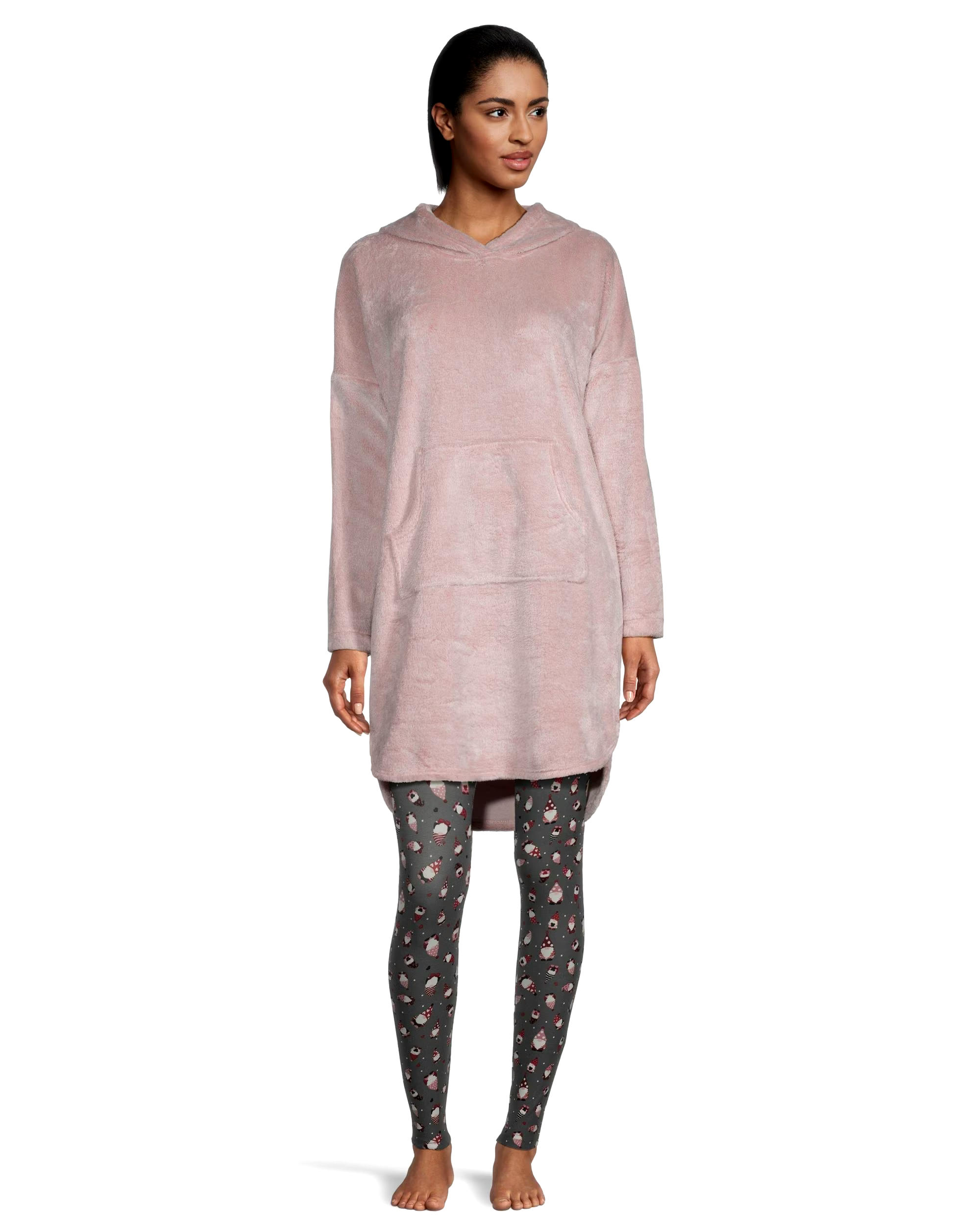 Denver Hayes Women's Plush Velour Hooded Night Shirt