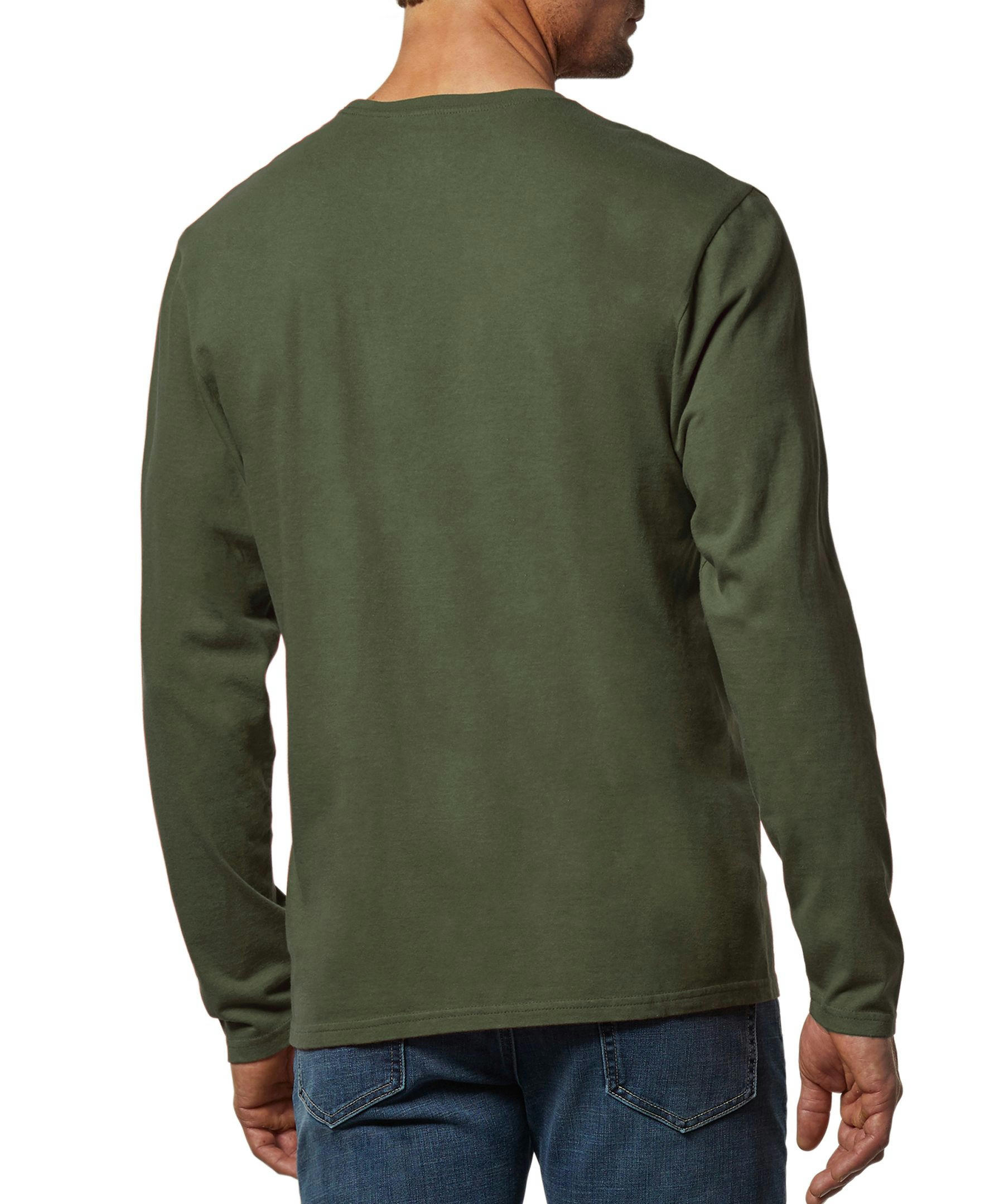 Denver Hayes Men's 50 Wash Long Sleeve Classic Fit Crew Neck T-Shirt