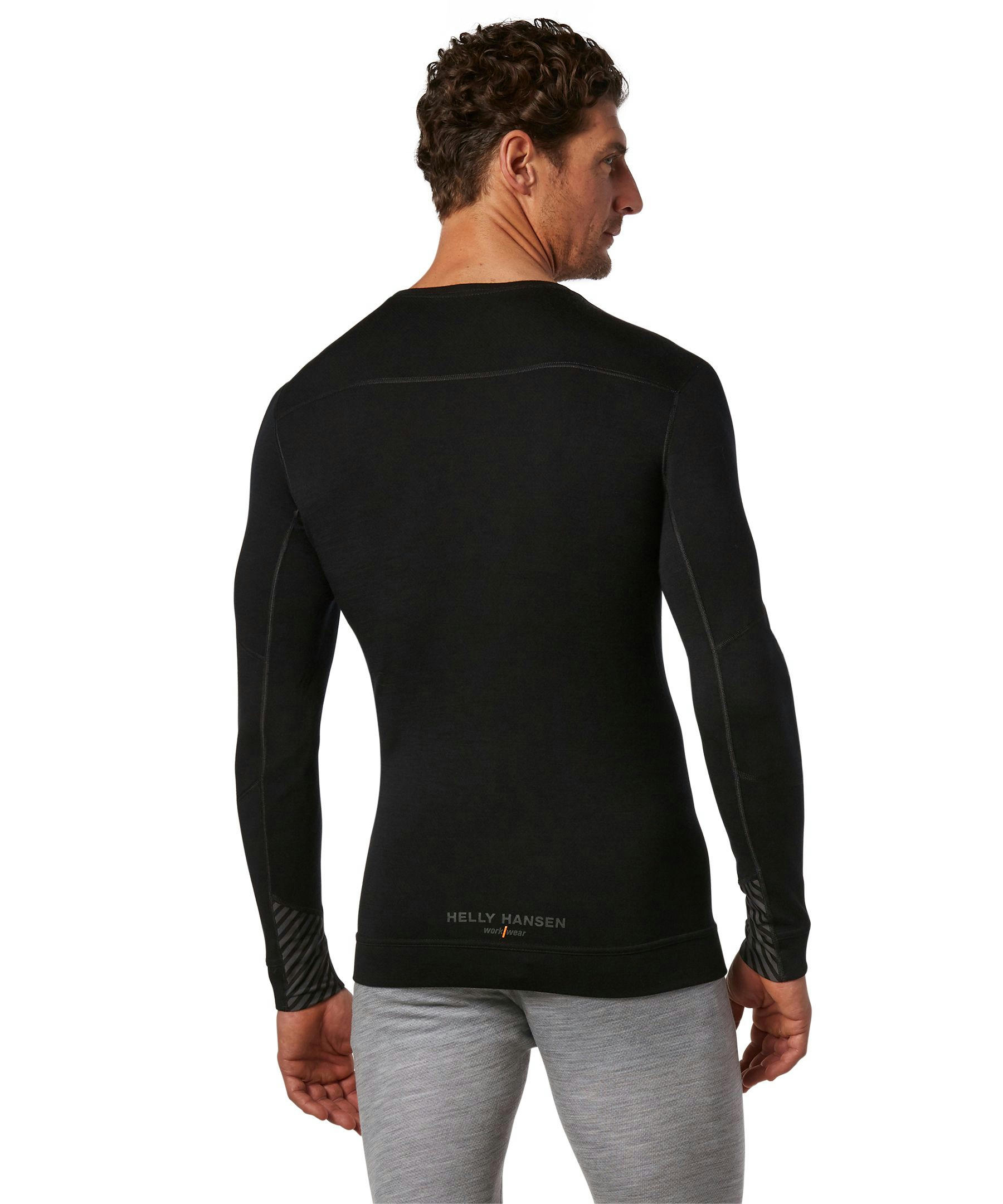 Helly Hansen Workwear Men's Lifa Merino Crew Neck Thermal Base Layer Long Sleeve Shirt - Black