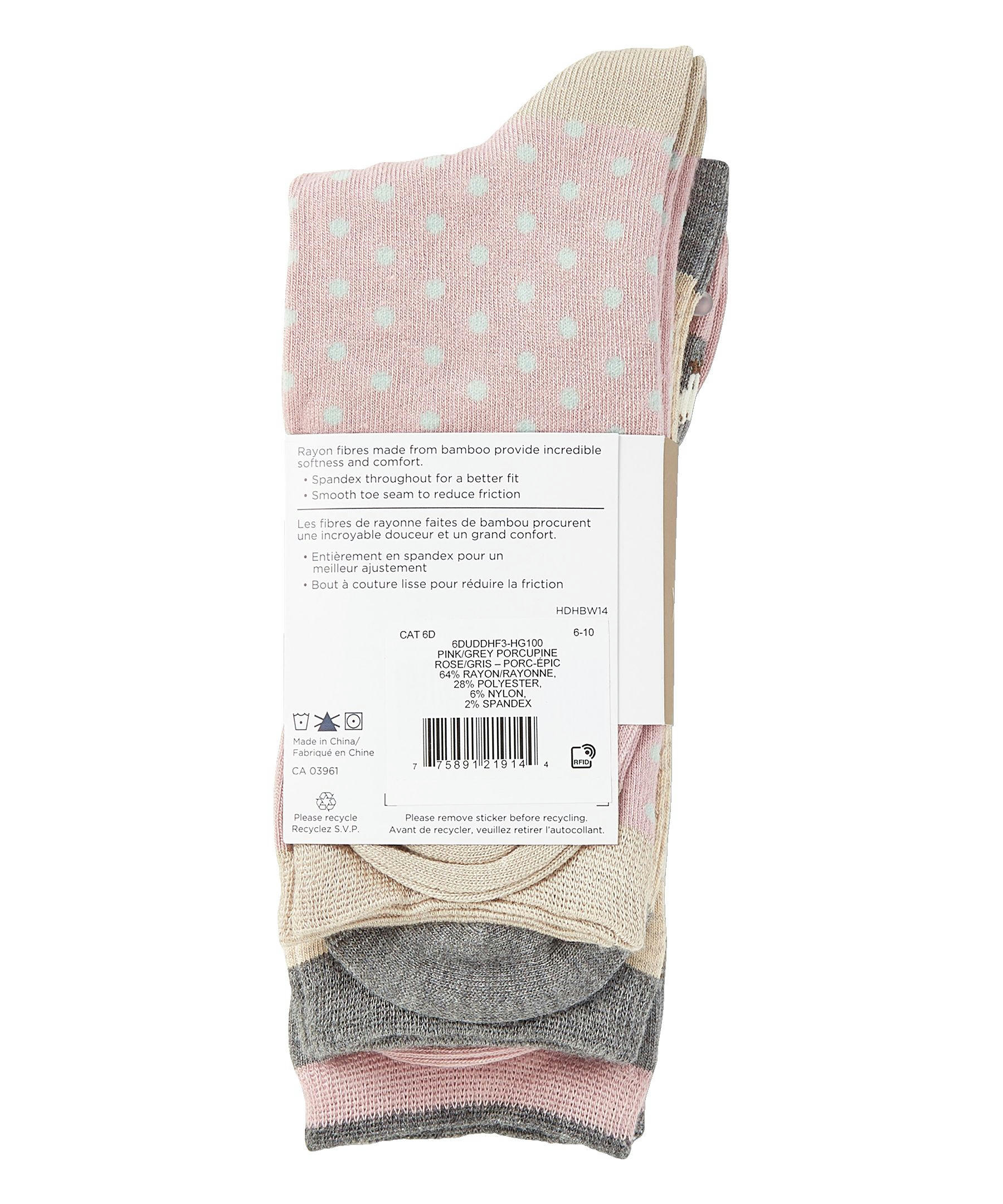 Denver Hayes Women's 3 Pack Bamboo Crew Socks