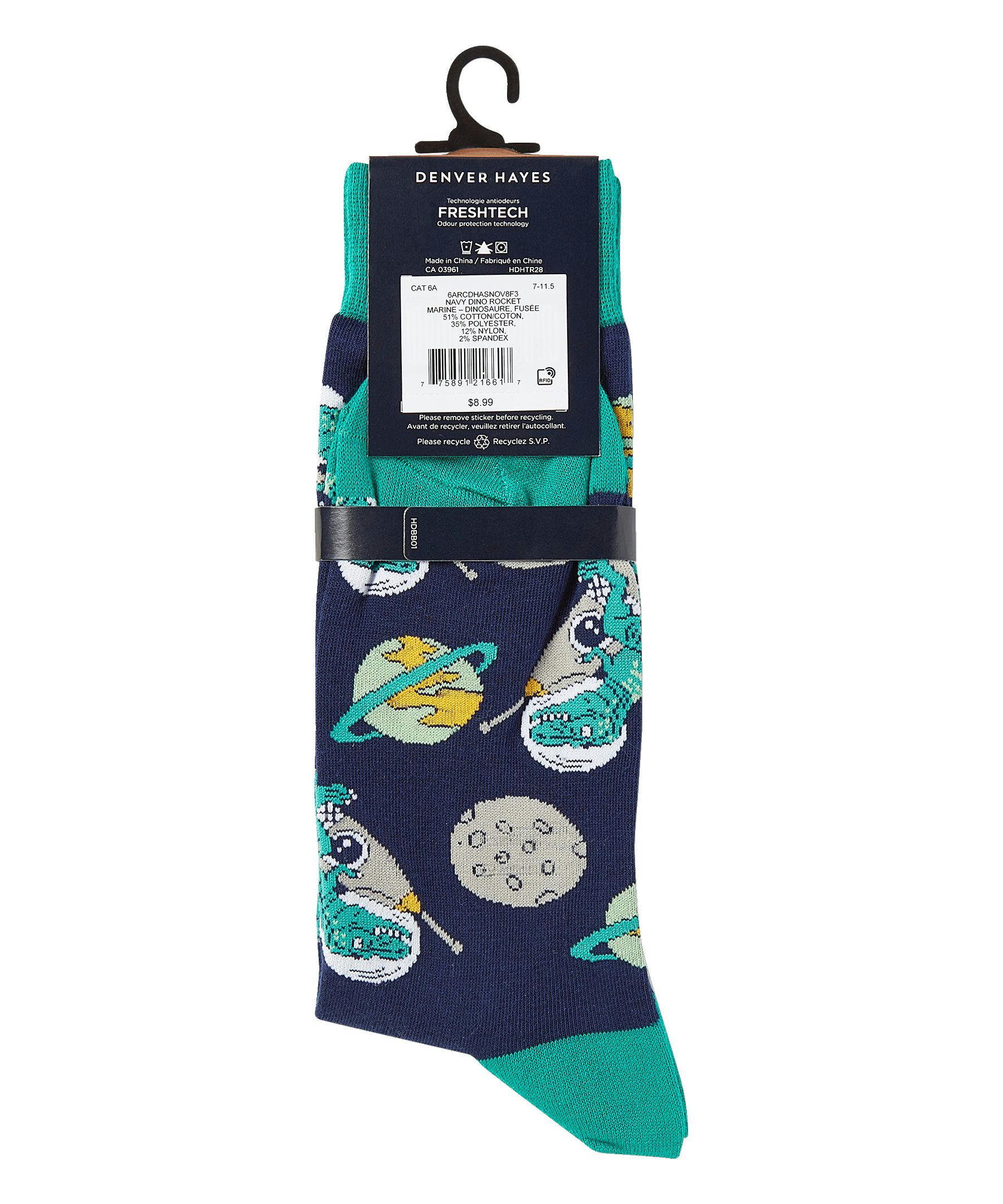 Denver Hayes Men's Novelty Pattern Crew Socks