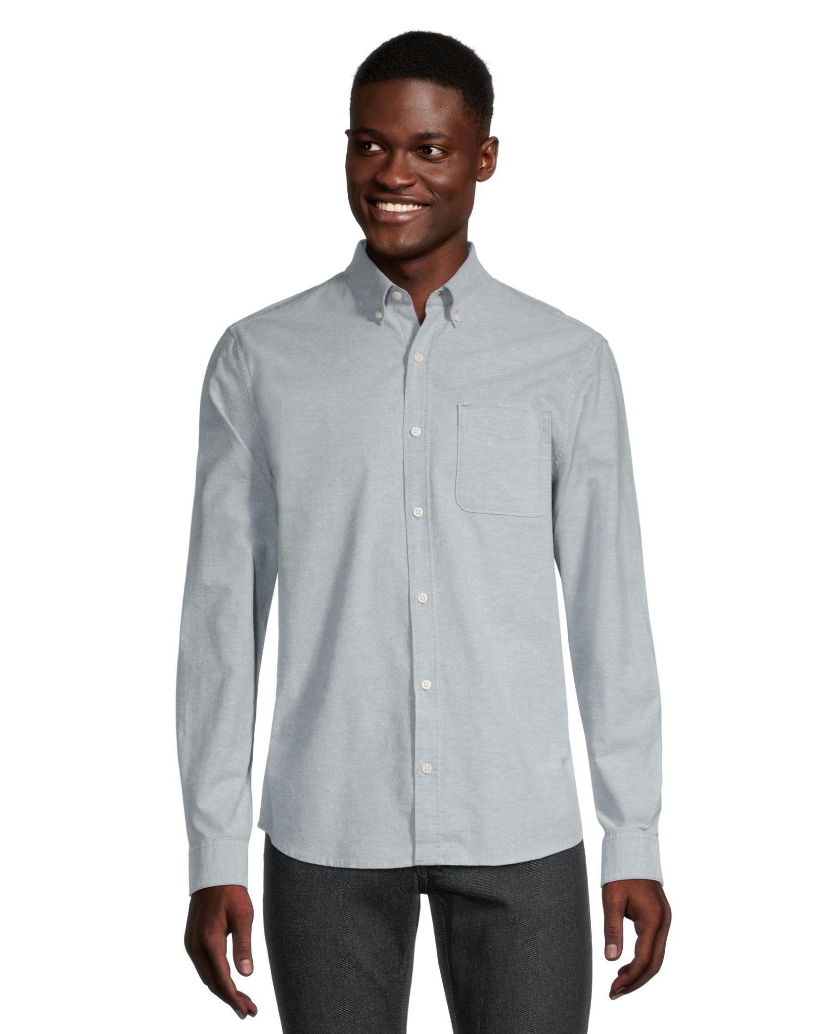 Denver Hayes Men's Modern Fit Long Sleeve Oxford Casual Shirt