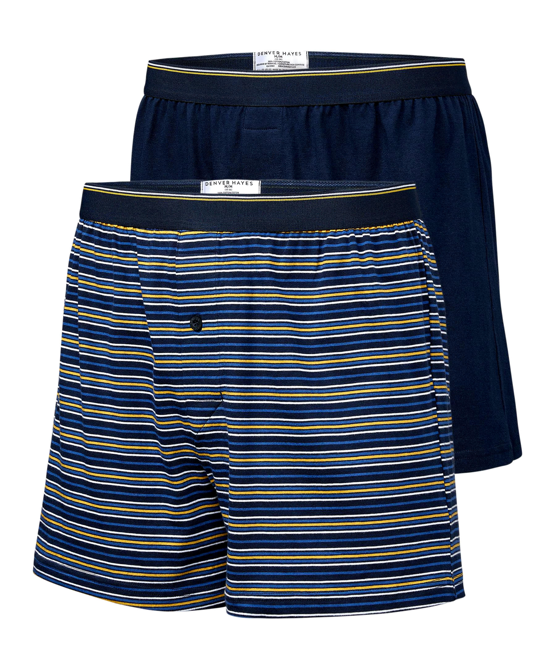 Denver Hayes Men's 2 Pack Yarn Dye Loose Fit Boxer Briefs