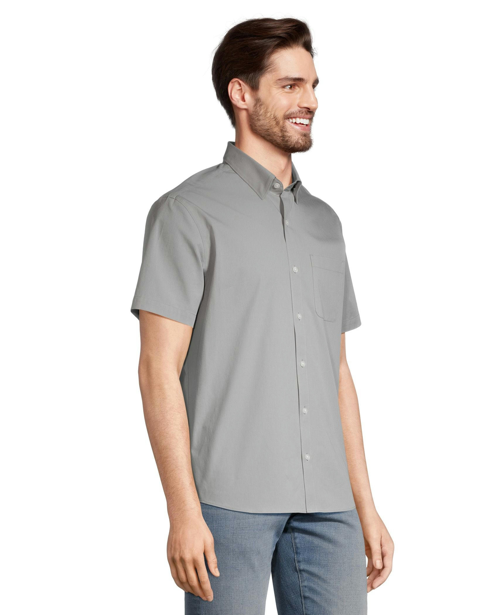 Denver Hayes Men's Poplin Casual Short Sleeve Modern Fit Shirt