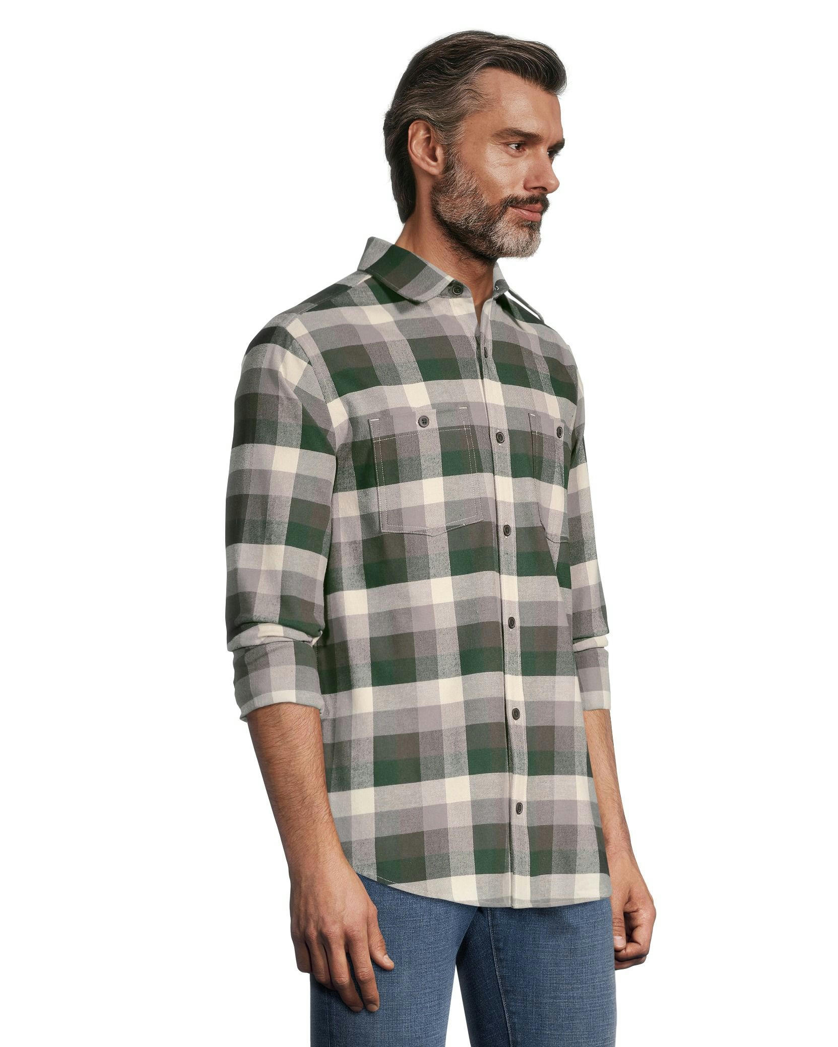 WindRiver Men's Stretch Regular Fit Basic Flannel Shirt