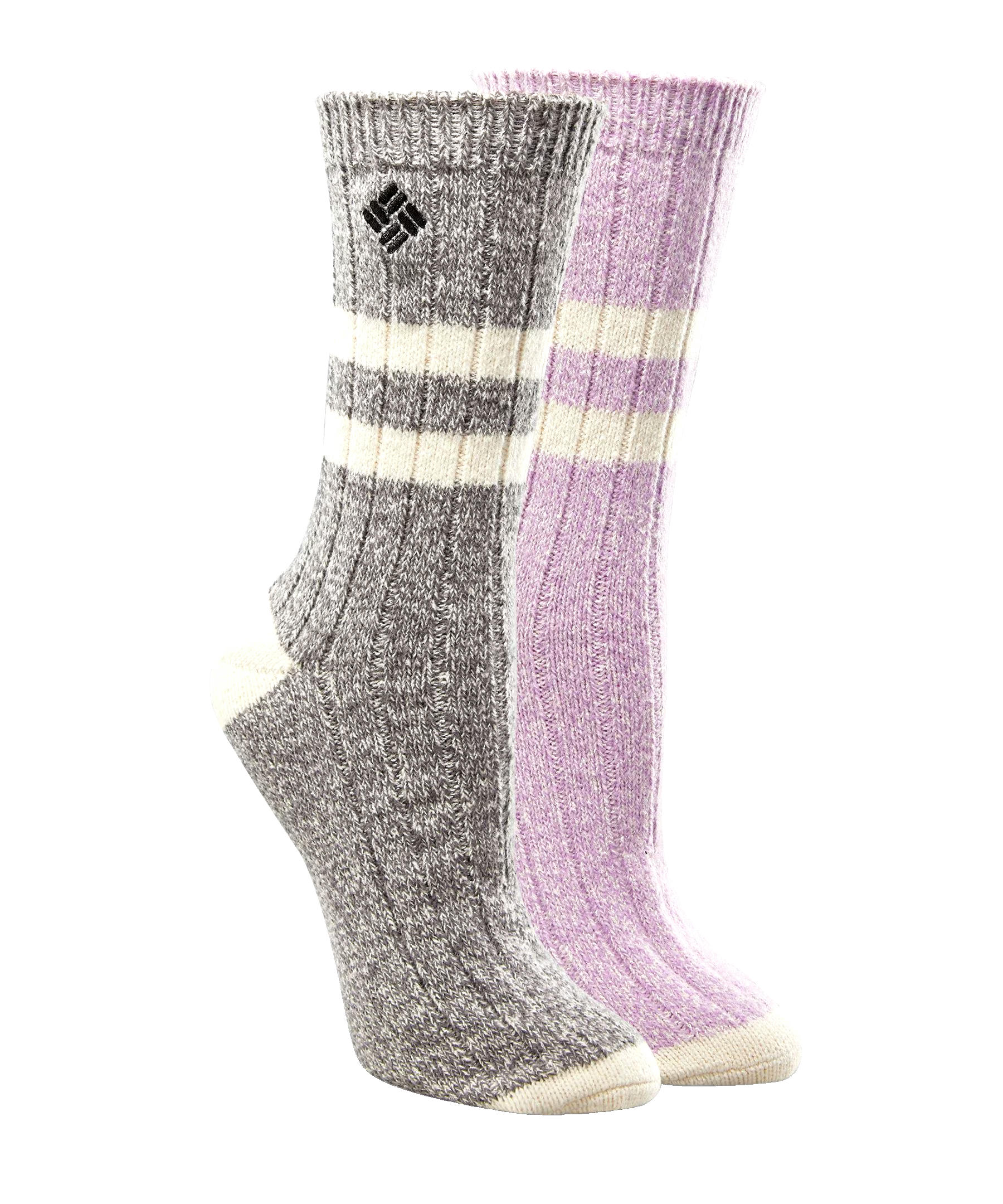 Columbia  Women's 2 Pack Super Soft Classic C Stripe Crew Socks