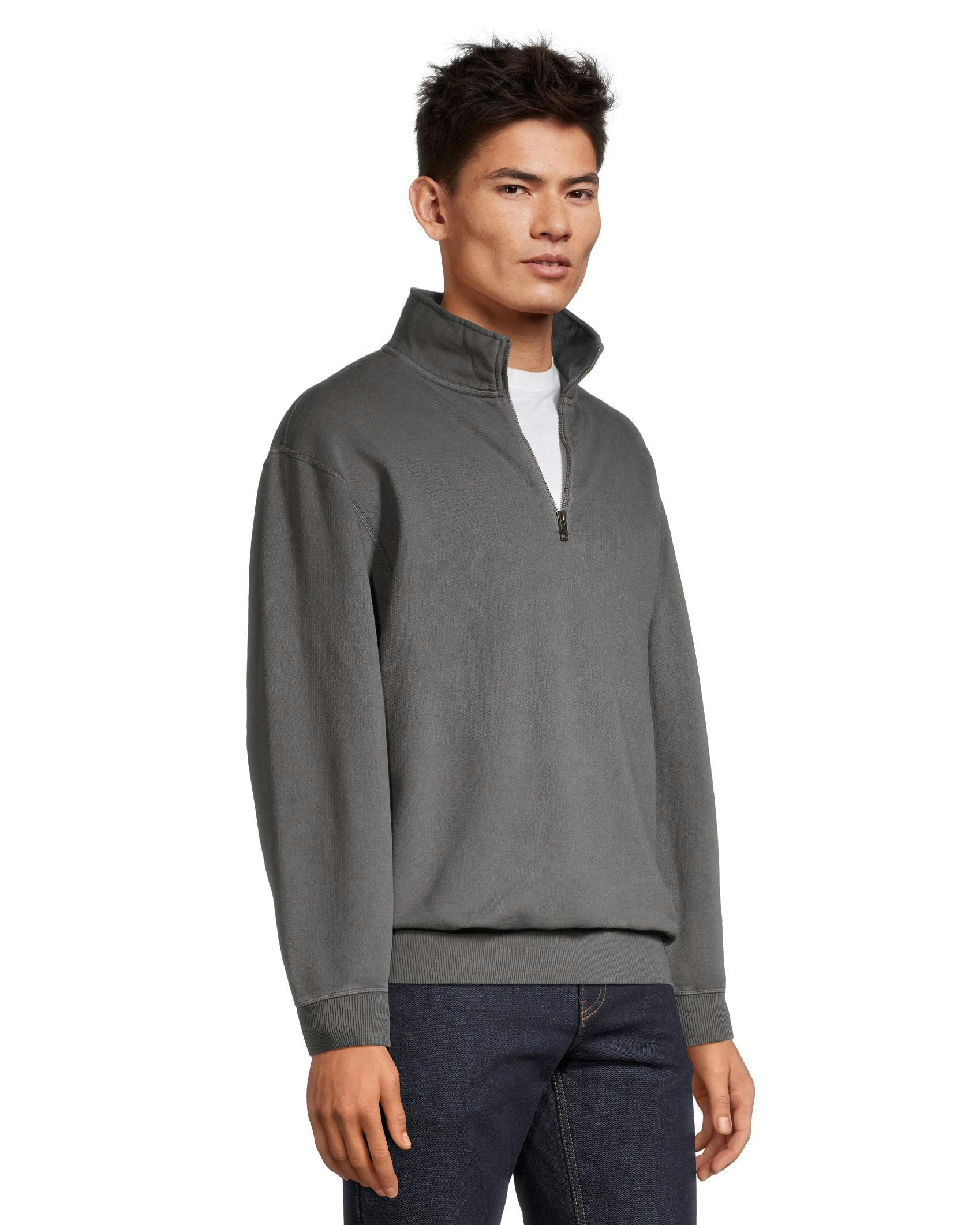 WindRiver Men's Original Fleece Quarter Zip Mock Neck Comfort Fit Cotton Sweatshirt