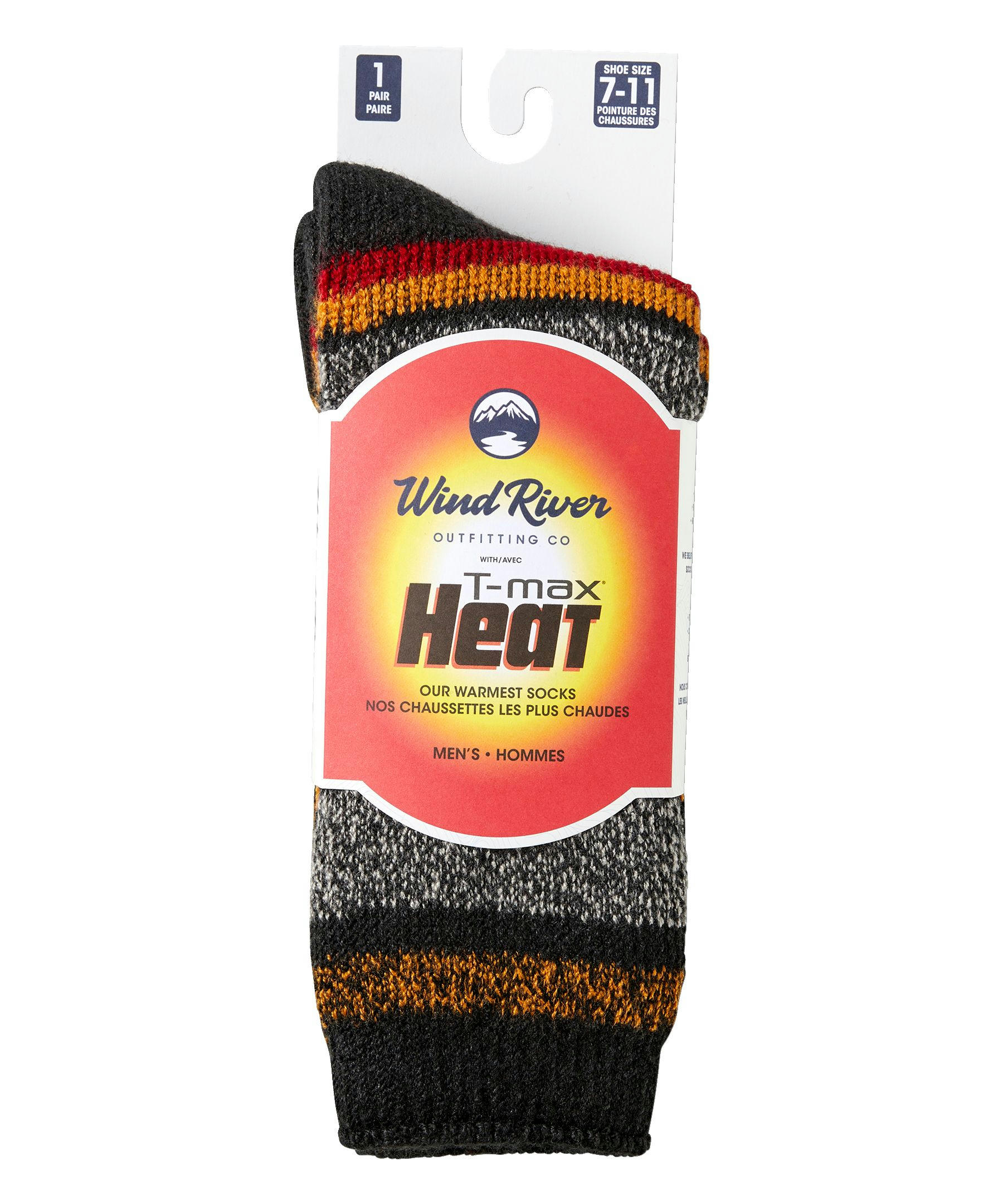 WindRiver Men's T-Max Heat Striped Thermal Boot Socks
