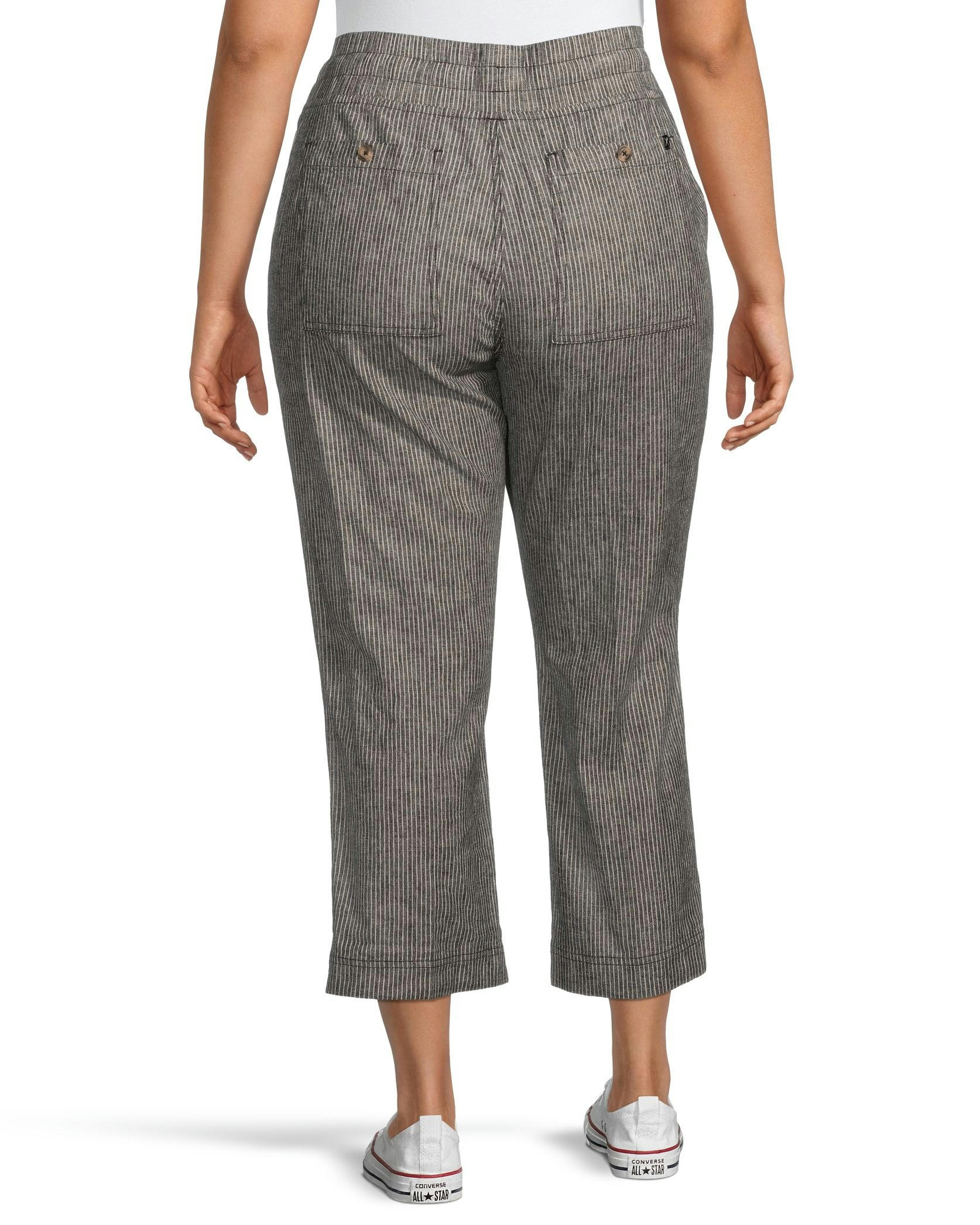 Denver Hayes Women's Linen Blend Straight Leg Crop Pants