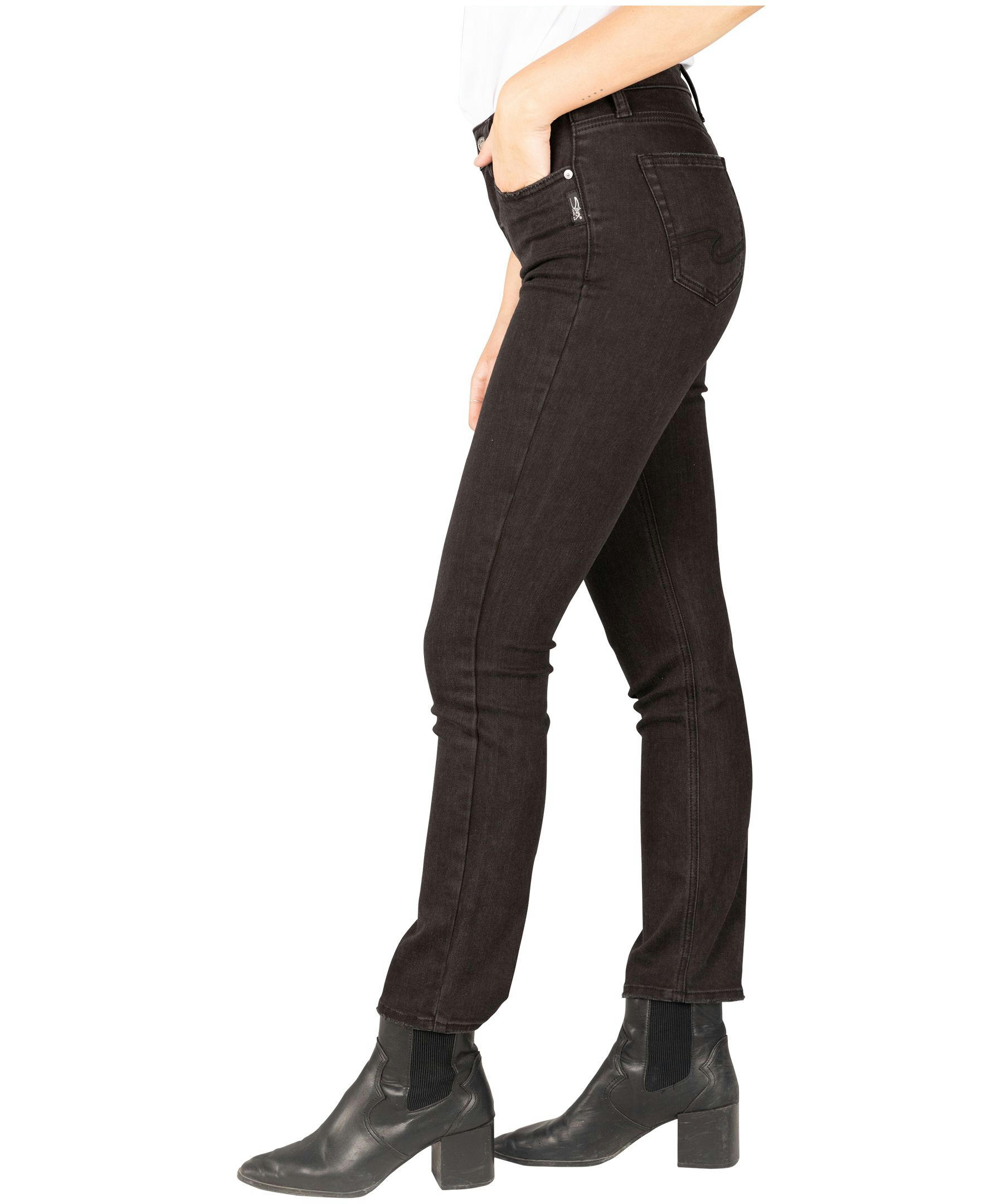 Silver Women's Suki Curvy Fit Mid Rise Straight Jeans - Black