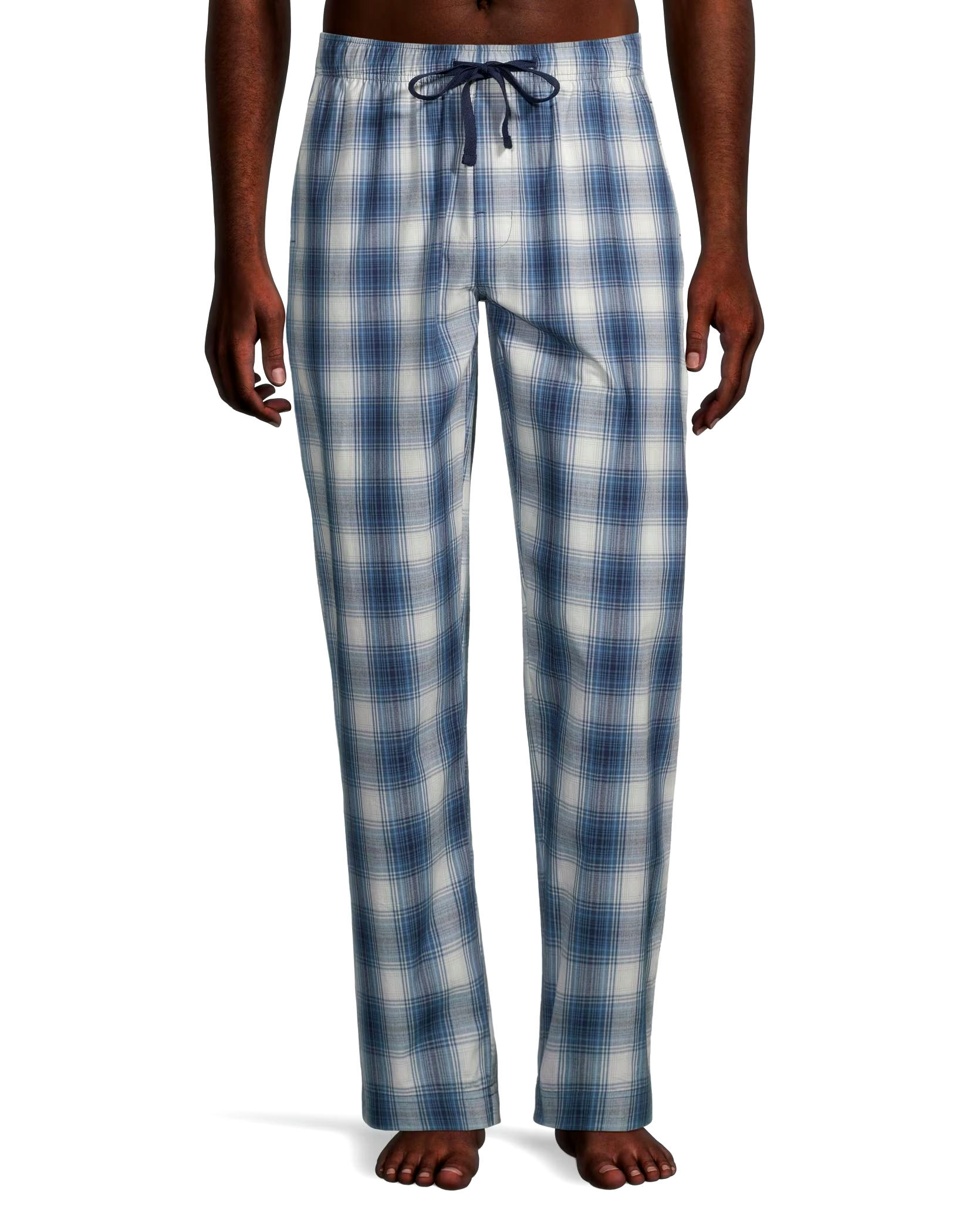 Men's Woven Plaid Lounge Pants With Elastic Waistband and Drawstring