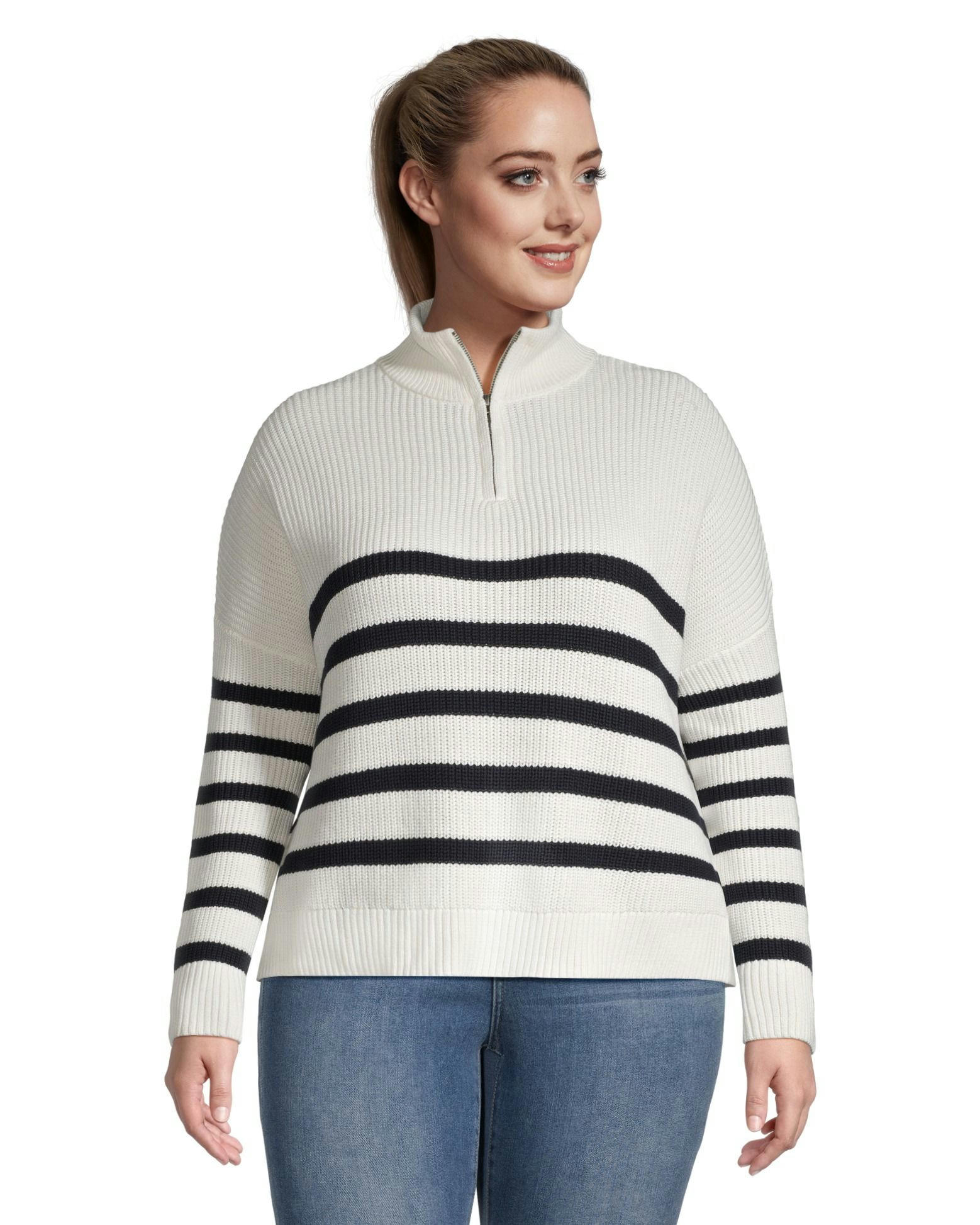 Denver Hayes Women's Relaxed Fit Drop Shoulder 1/4 Zip Pullover