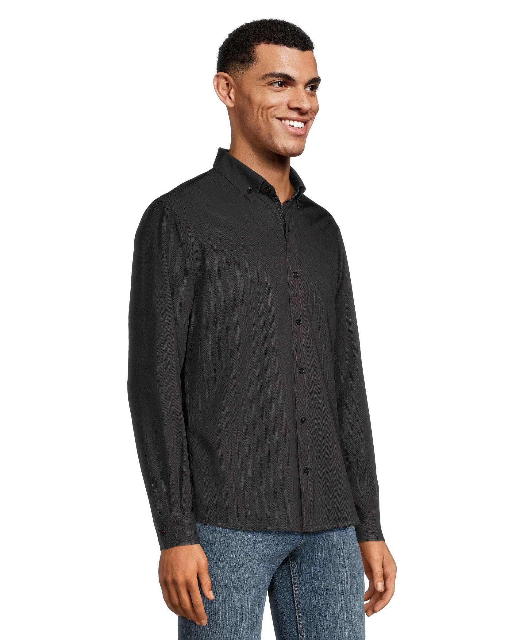 Denver Hayes Men's Hybrid 4-Way Stretch Long Sleeve Button Down Shirt