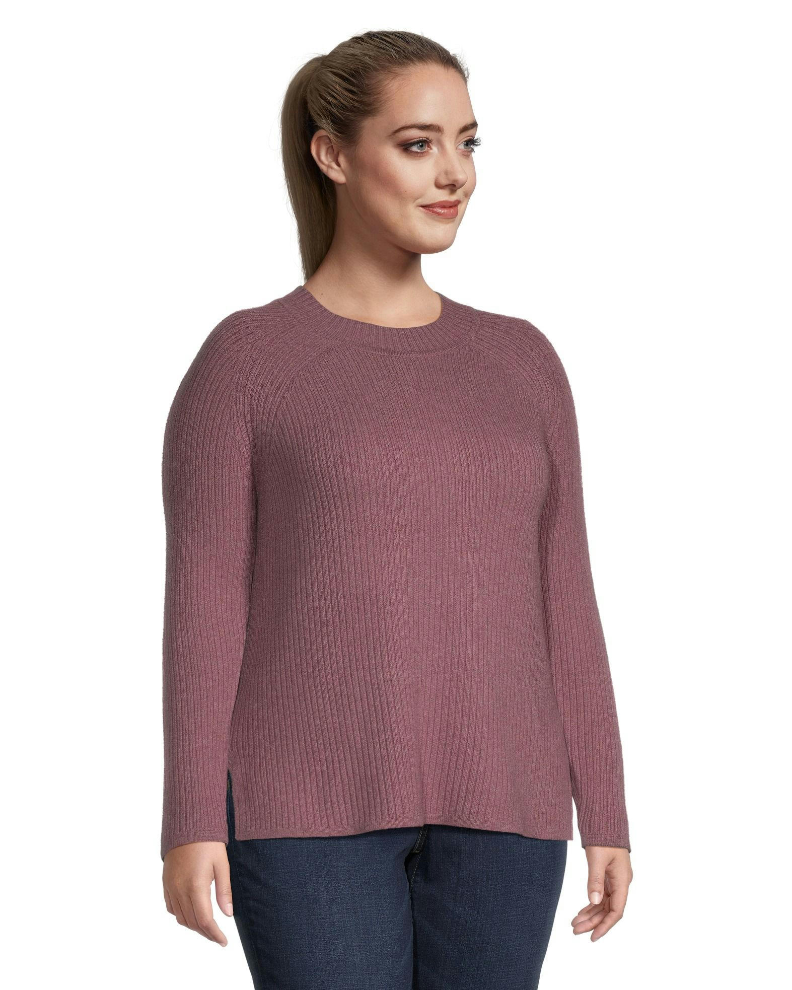 Denver Hayes Women's Semi Fitted Cozy Ribbed Crewneck Pullover