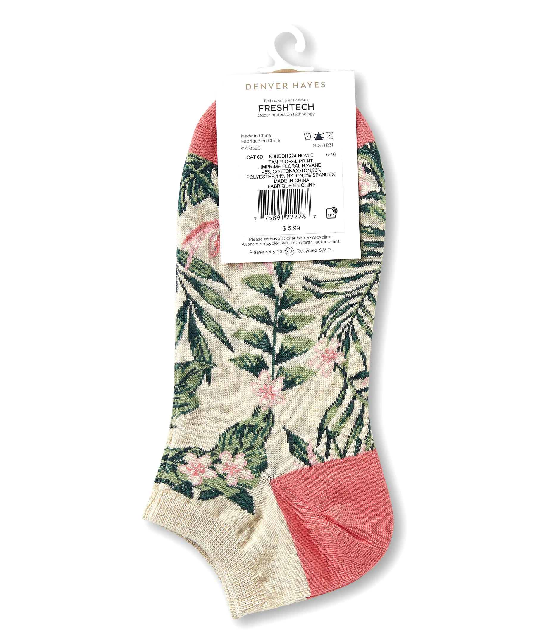 Denver Hayes Women's Patterned Low Cut Socks