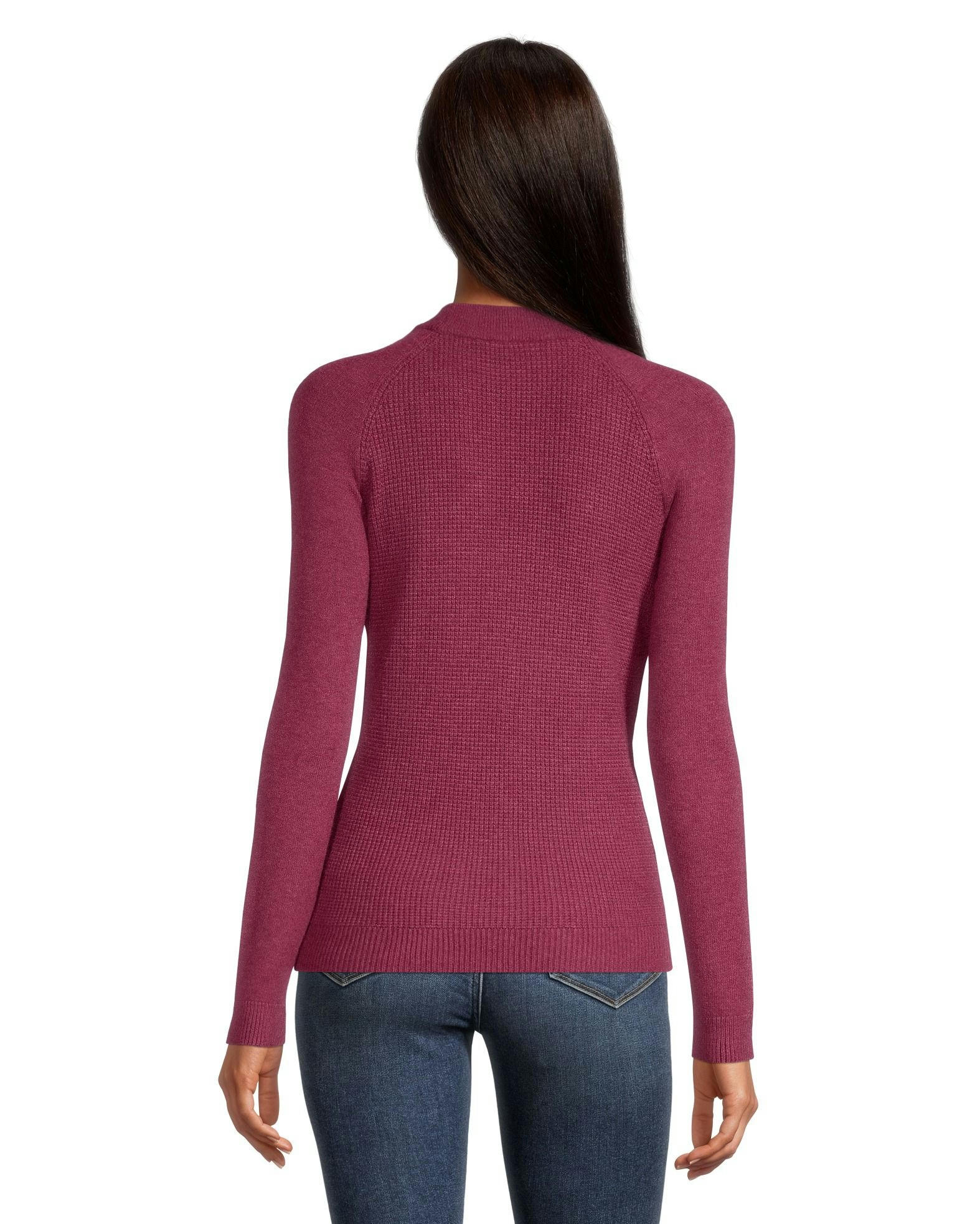 Denver Hayes Women's Cozy Waffle Knit Fitted Crewneck Pullover Sweater