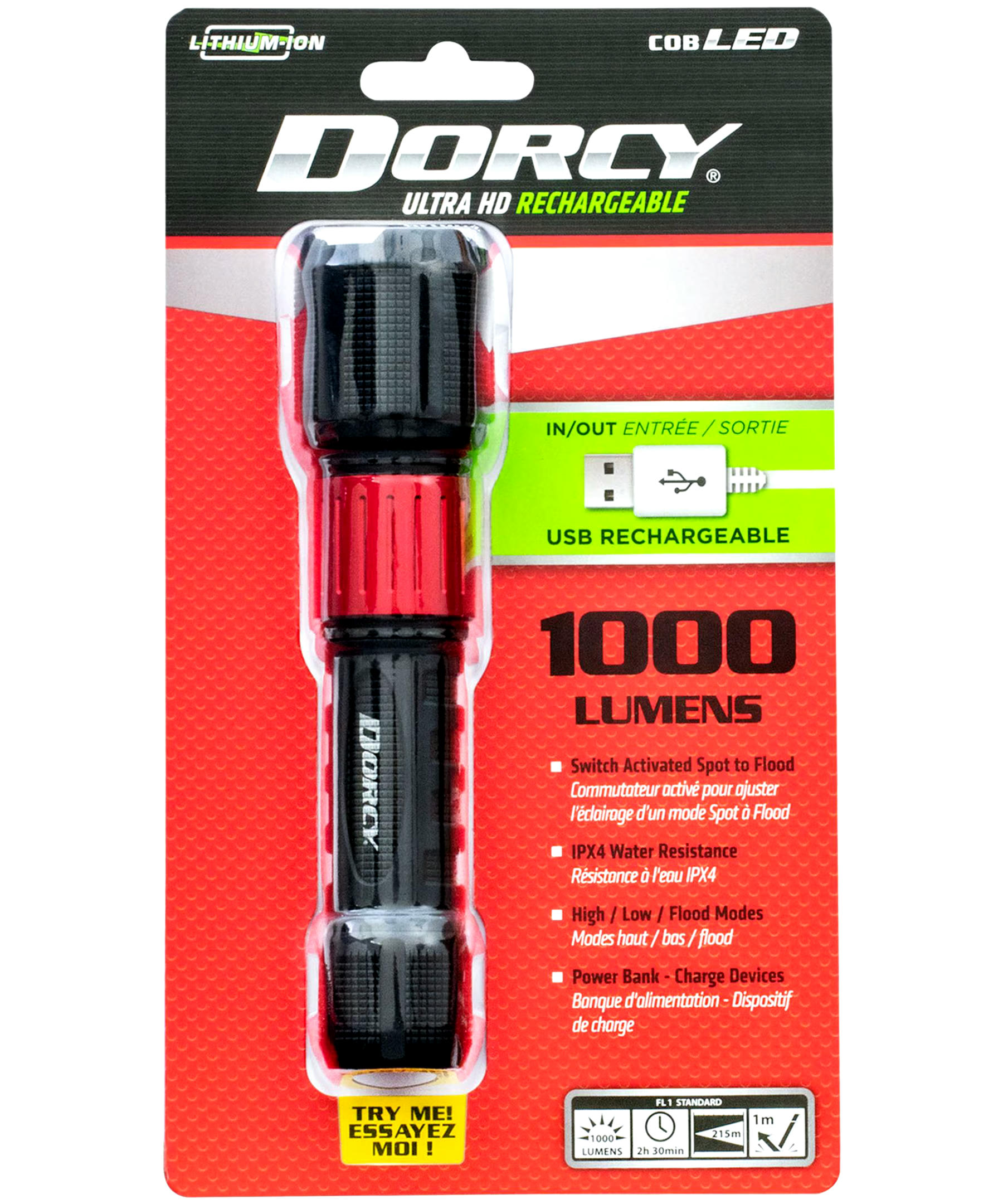 Dorcy USB Rechargeable LED Aluminum Flashlight - 1000 Lumen