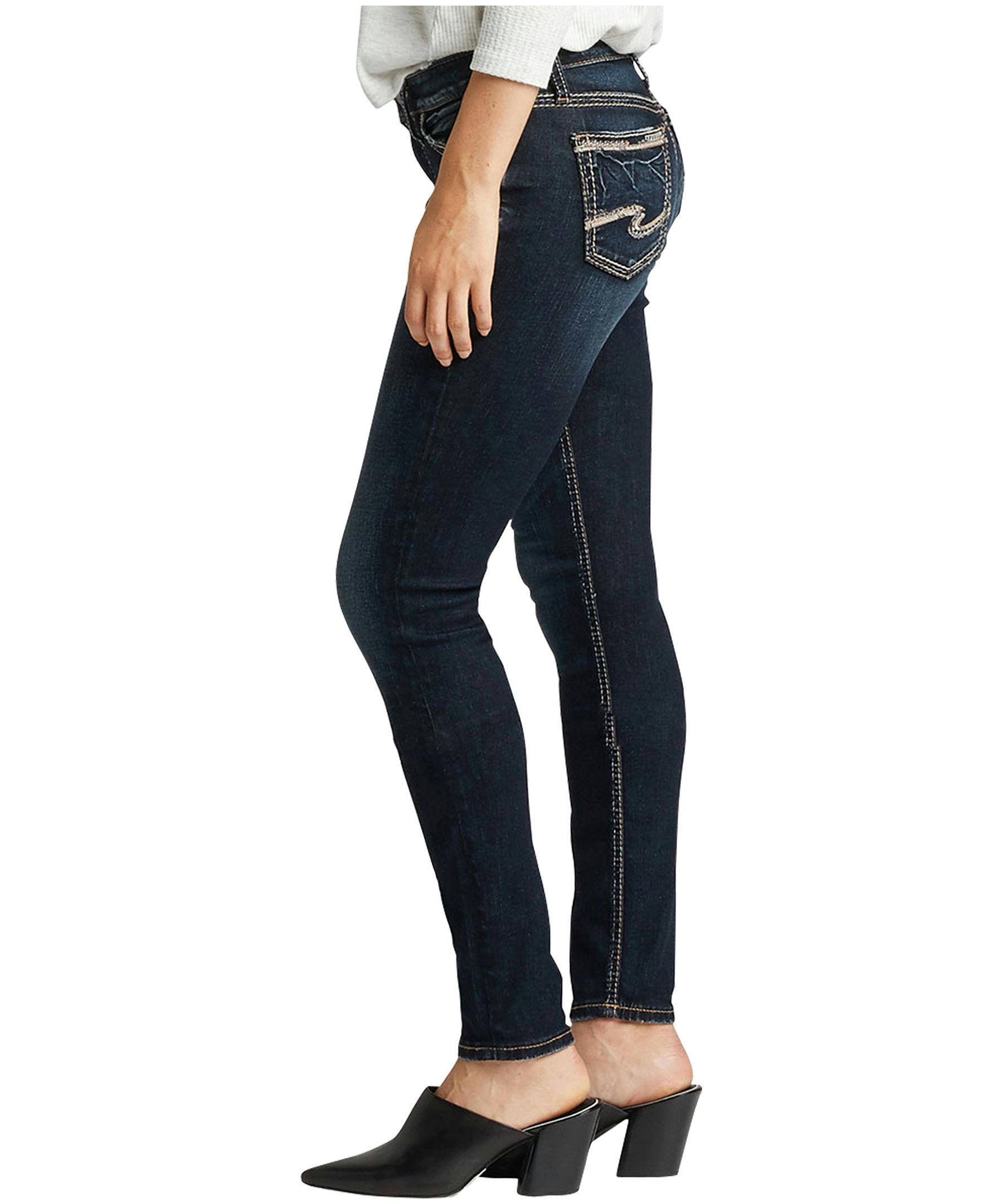 Silver Women's Suki Curvy Fit Mid Rise Skinny Jeans - Dark Indigo