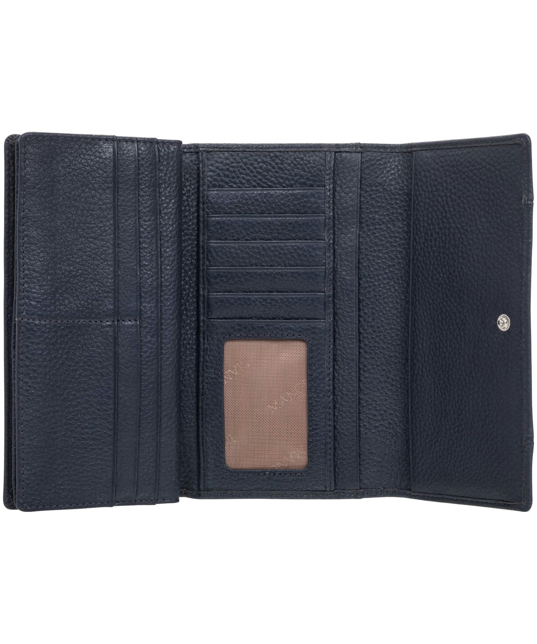 Mancini Leather Goods Women's Pebelled RFID Secure Trifold Wing Wallet