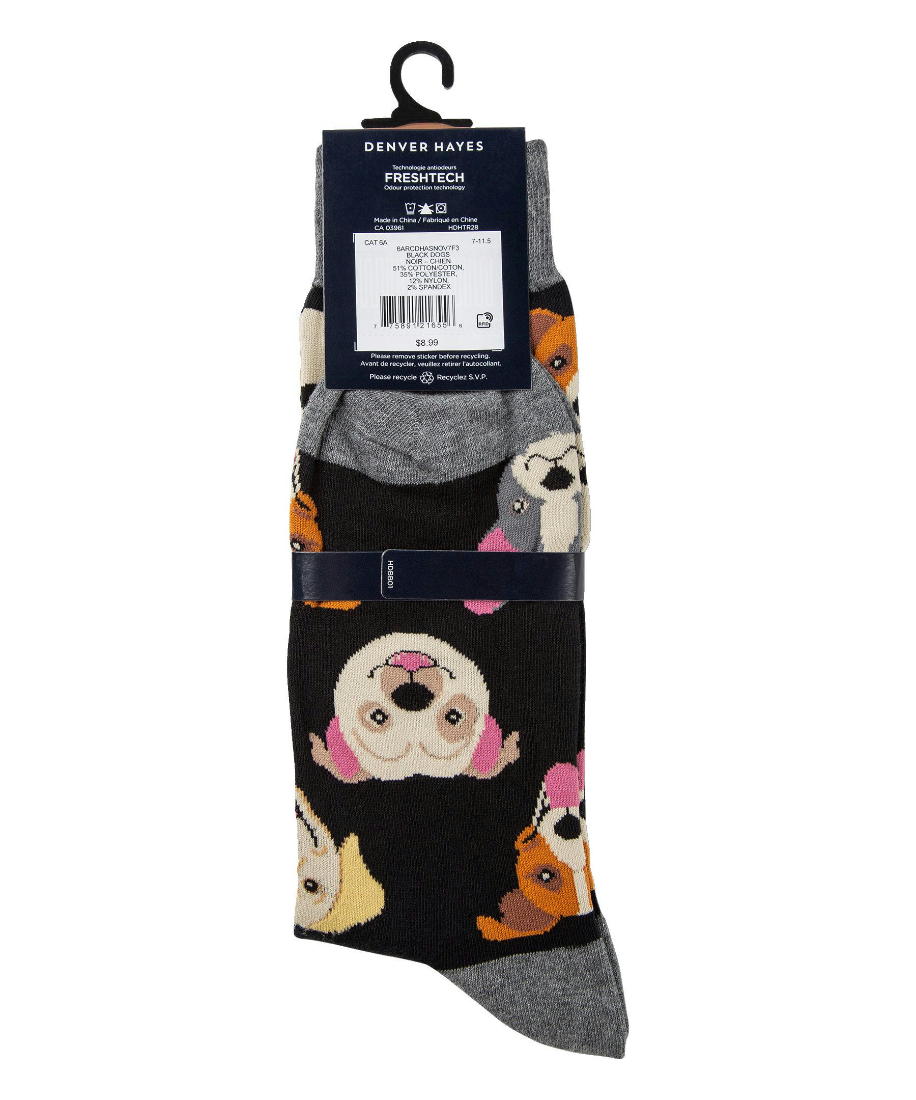 Denver Hayes Men's Novelty Animal Pattern Crew Socks