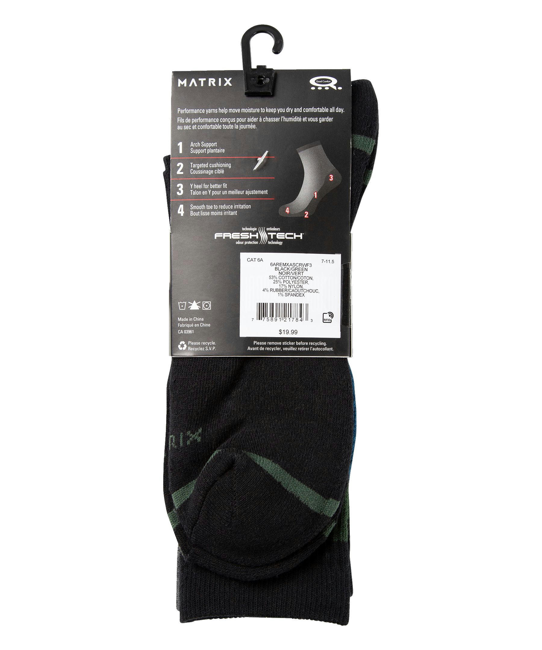 Matrix Men's 2 Pack Cotton Crew Socks