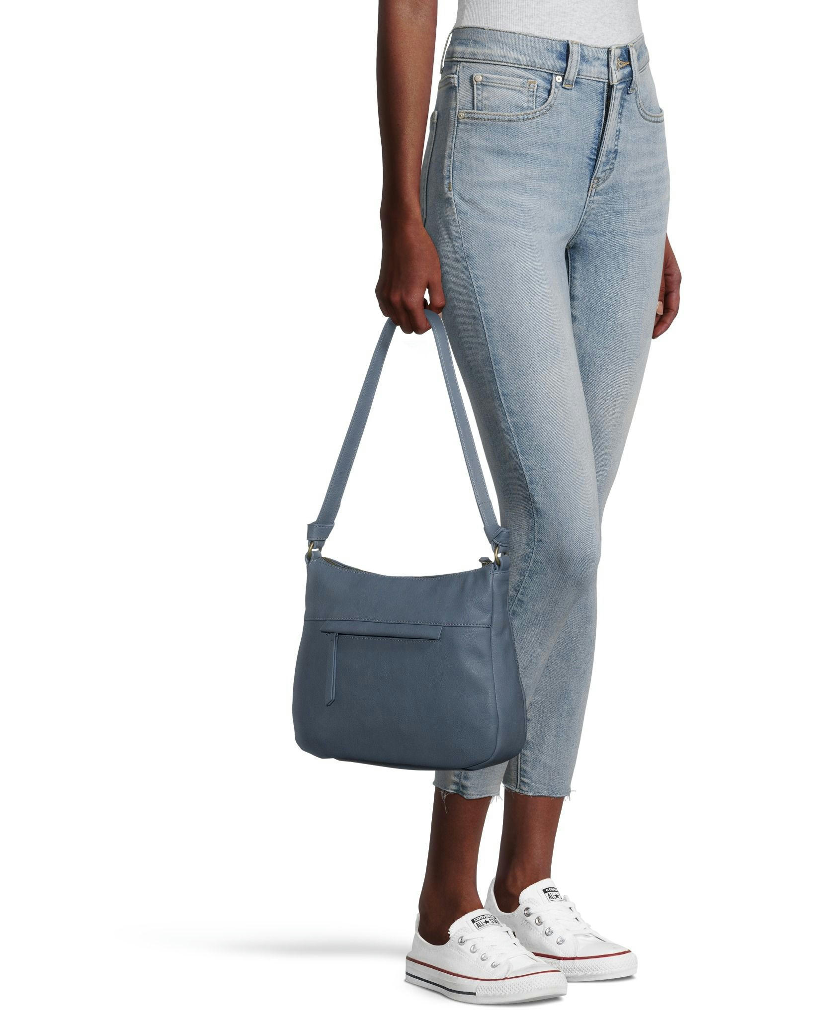 Denver Hayes Women's Shoulder Bag with Stitch Detailing and Zippered Outer Pocket