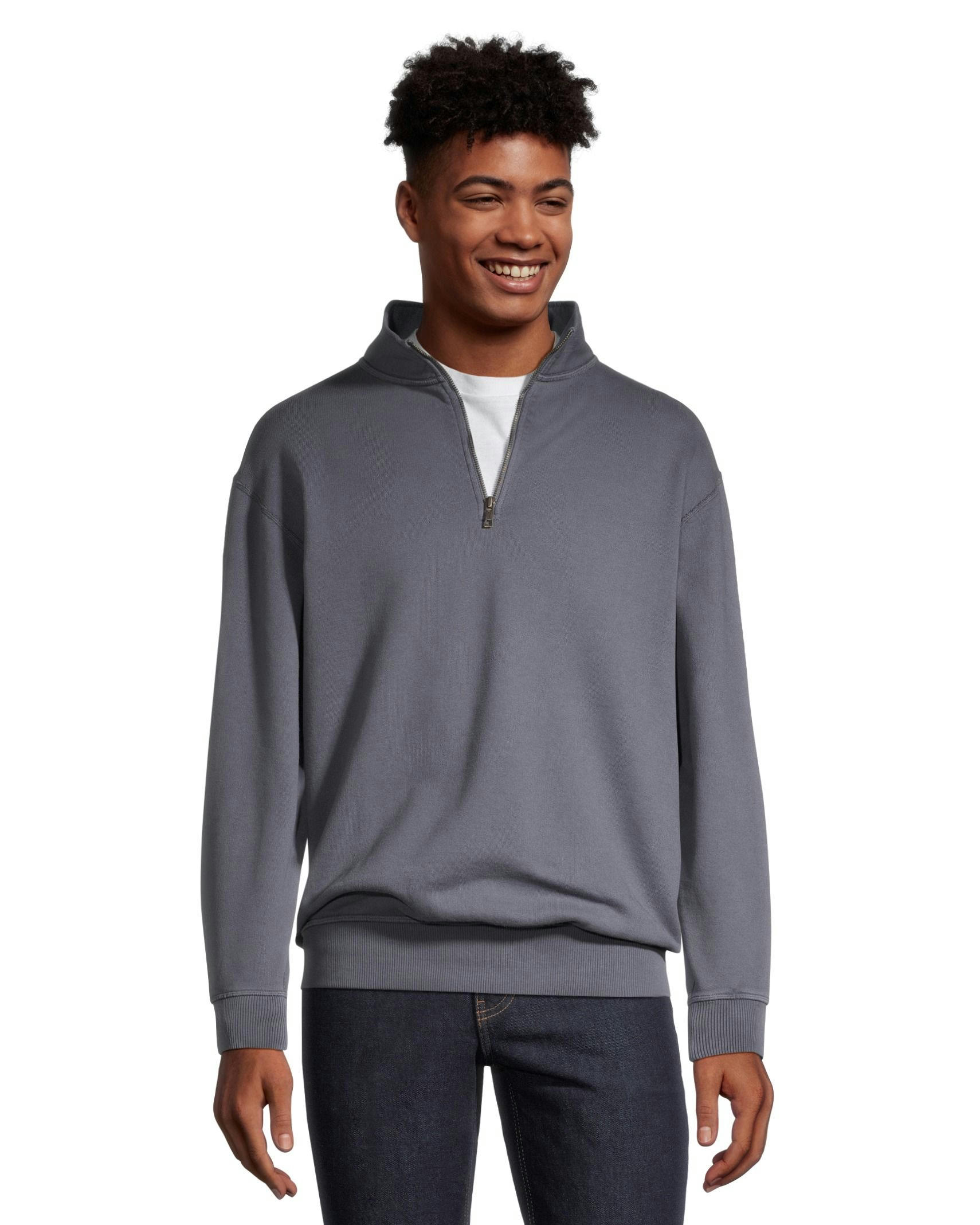 WindRiver Men's Original Fleece Quarter Zip Mock Neck Comfort Fit Cotton Sweatshirt