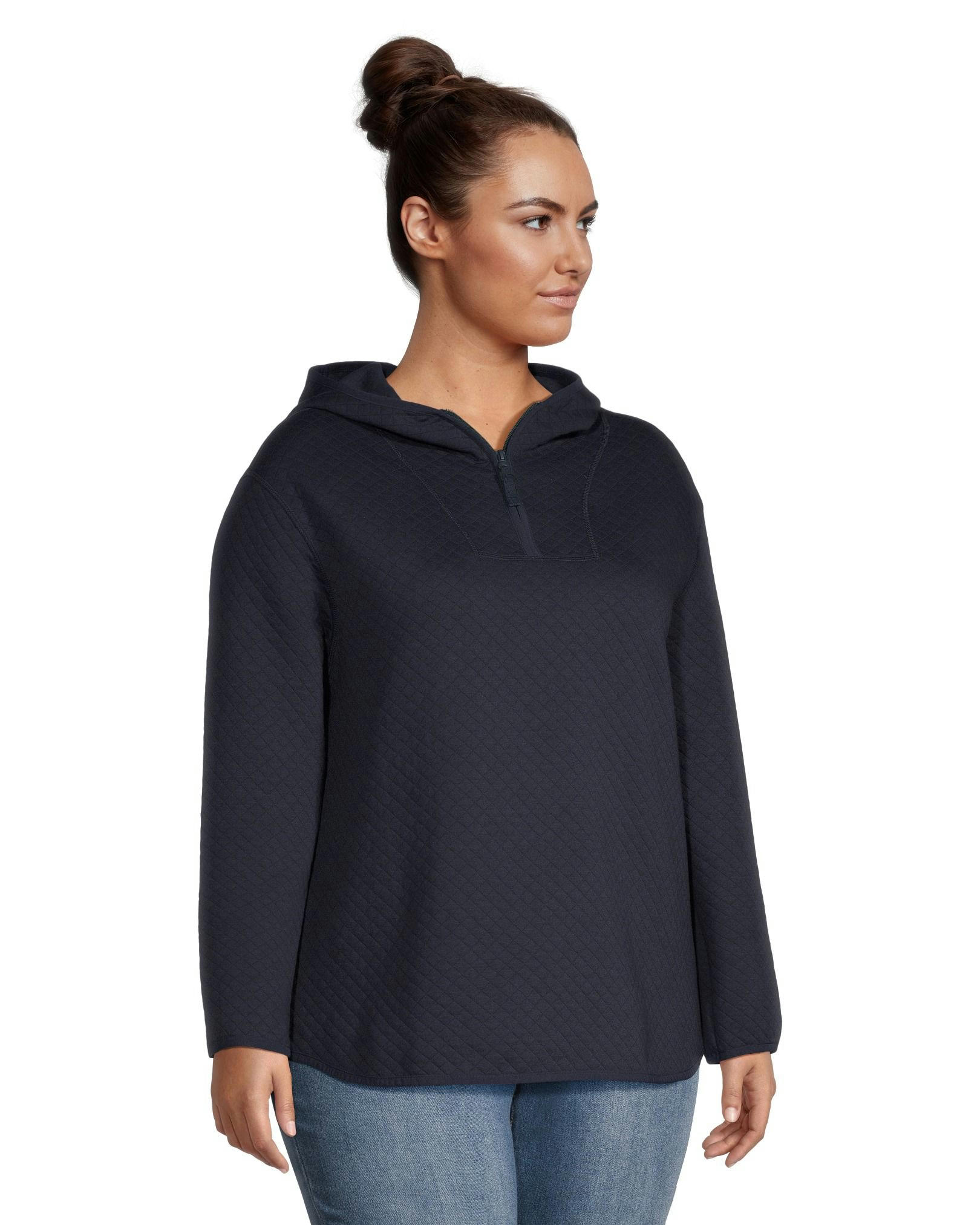 WindRiver Women's Quilted Long Sleeve 1/4 Zip Hooded Pullover