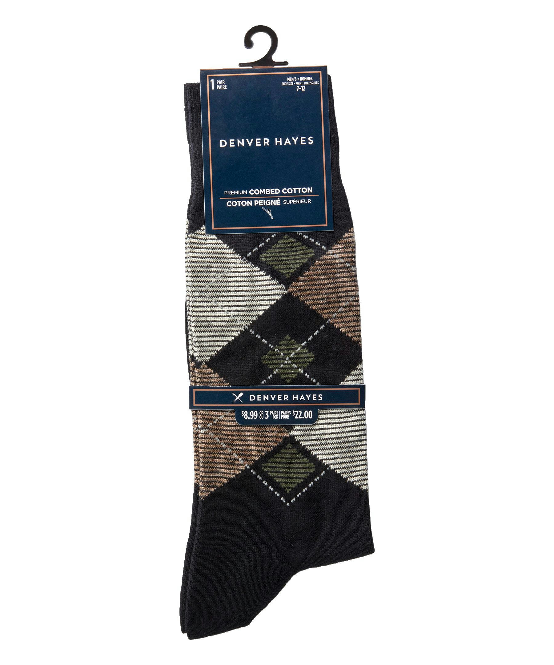 Denver Hayes Men's Novelty Pattern Casual Crew Socks